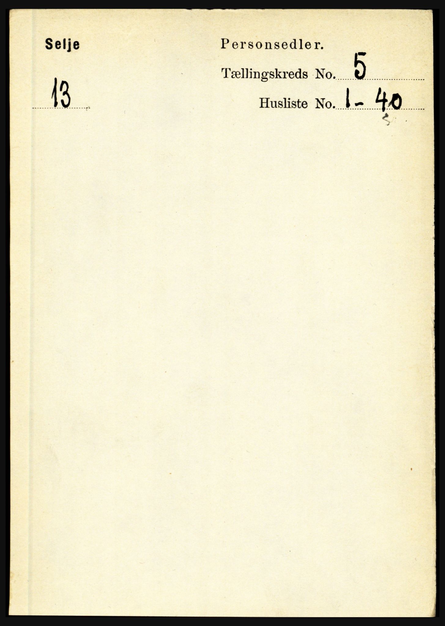 RA, 1891 census for 1441 Selje, 1891, p. 1397