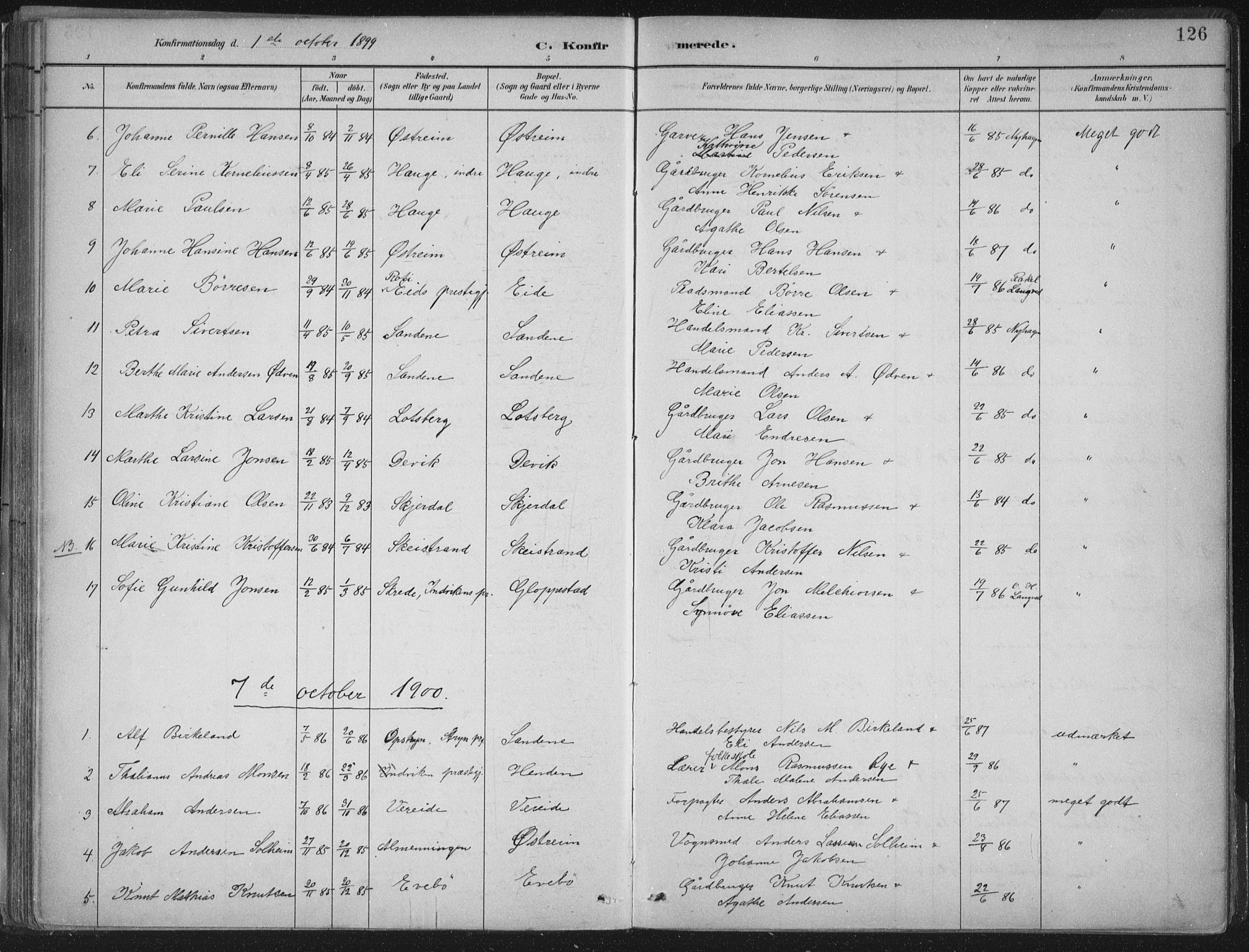 Gloppen sokneprestembete, AV/SAB-A-80101/H/Haa/Haab/L0001: Parish register (official) no. B  1, 1885-1905, p. 126