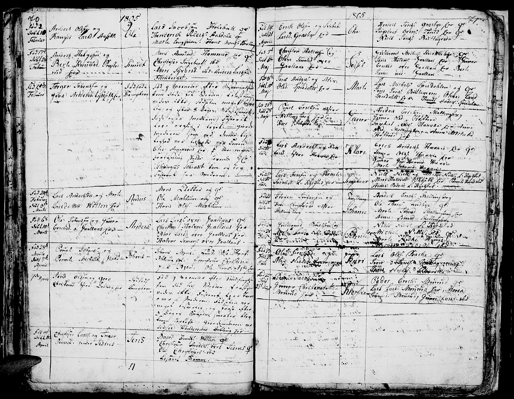 Vang prestekontor, Hedmark, AV/SAH-PREST-008/H/Ha/Hab/L0001: Parish register (copy) no. 1, 1792-1814, p. 70-71