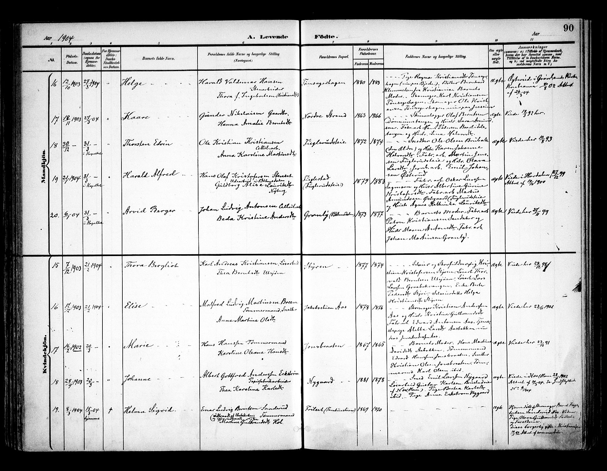 Eidsvoll prestekontor Kirkebøker, SAO/A-10888/F/Fa/L0006: Parish register (official) no. I 6, 1900-1907, p. 90