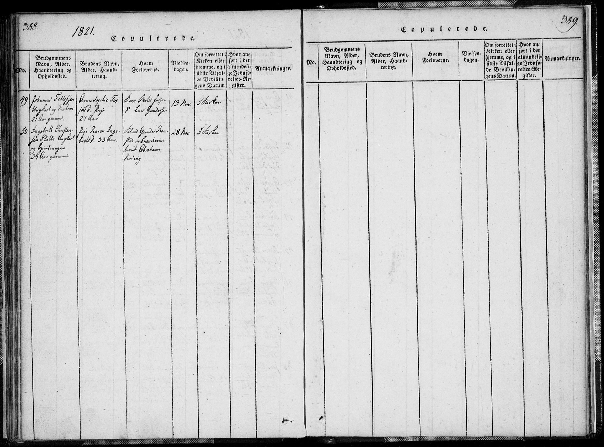 Kristiansand domprosti, AV/SAK-1112-0006/F/Fa/L0008: Parish register (official) no. A 8, 1818-1821, p. 388-389