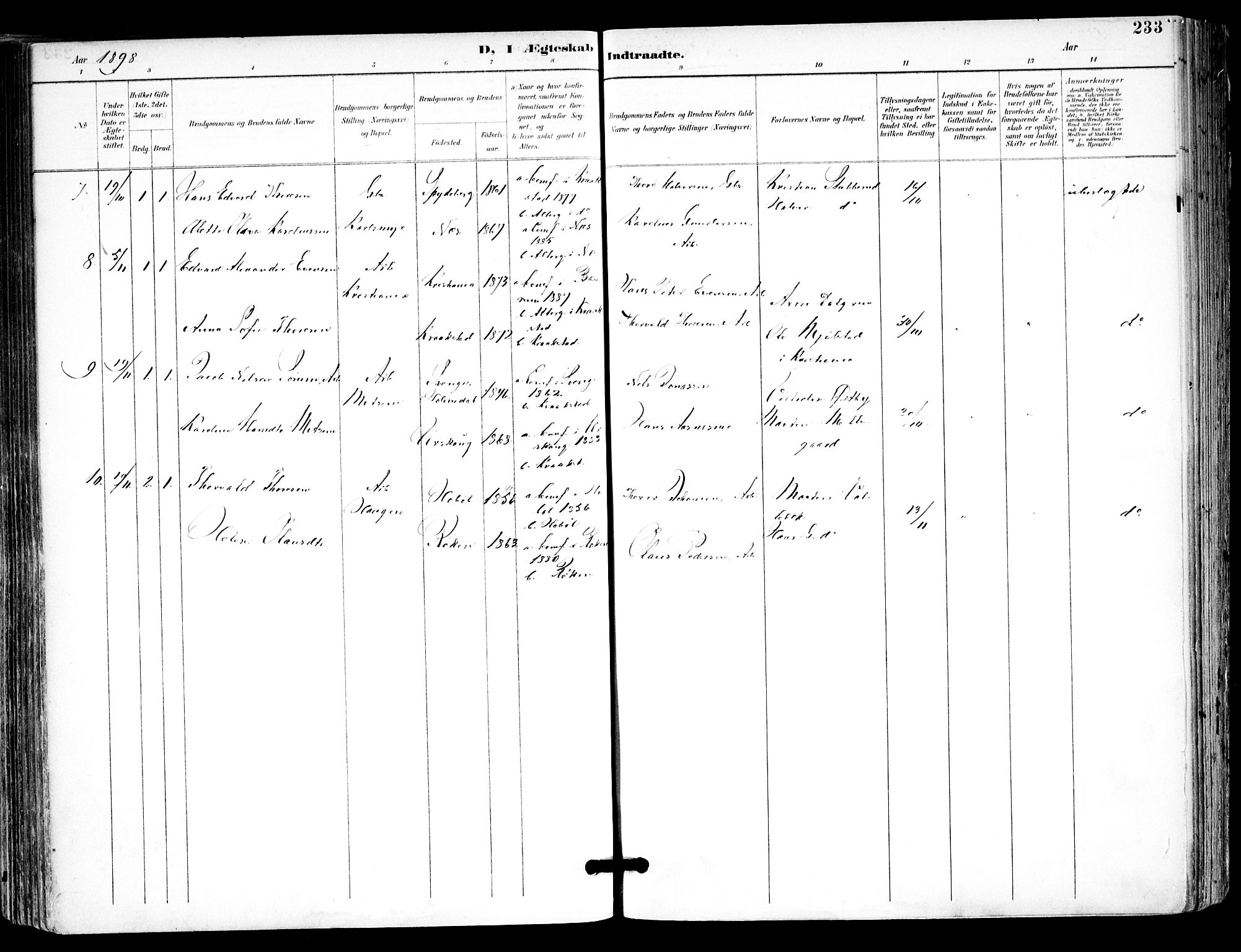 Kråkstad prestekontor Kirkebøker, AV/SAO-A-10125a/F/Fa/L0010: Parish register (official) no. I 10, 1893-1931, p. 233