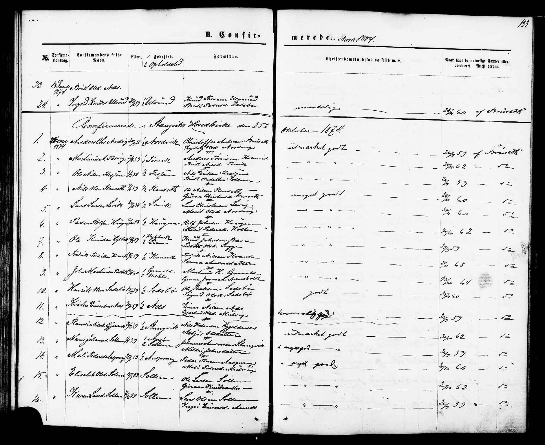 Ministerialprotokoller, klokkerbøker og fødselsregistre - Møre og Romsdal, AV/SAT-A-1454/592/L1027: Parish register (official) no. 592A05, 1865-1878, p. 133