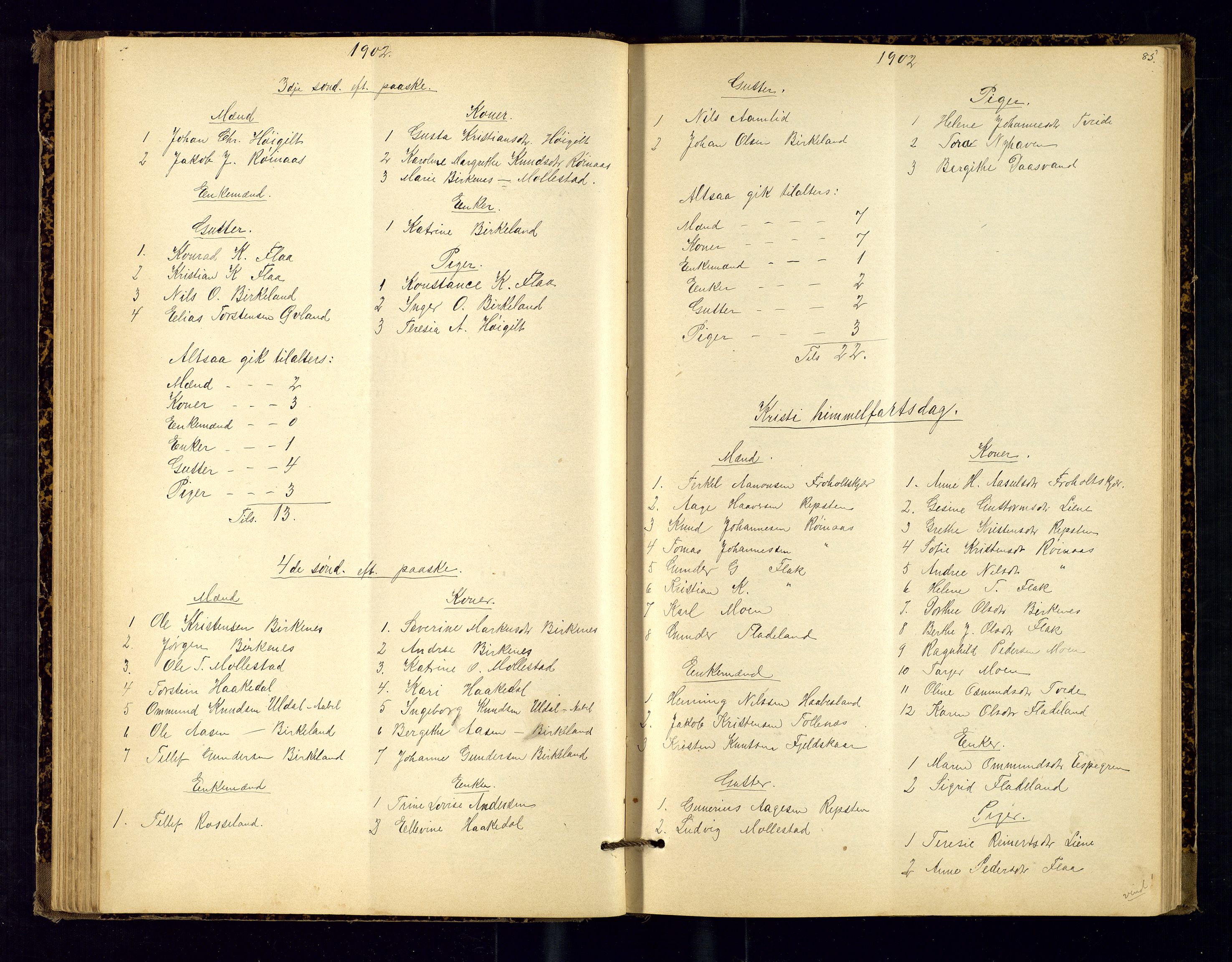 Birkenes sokneprestkontor, SAK/1111-0004/F/Fc/L0008: Communicants register no. C-8, 1891-1915, p. 85