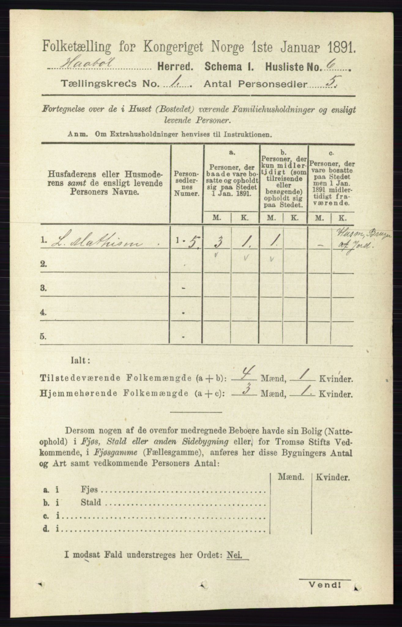 RA, 1891 census for 0138 Hobøl, 1891, p. 23