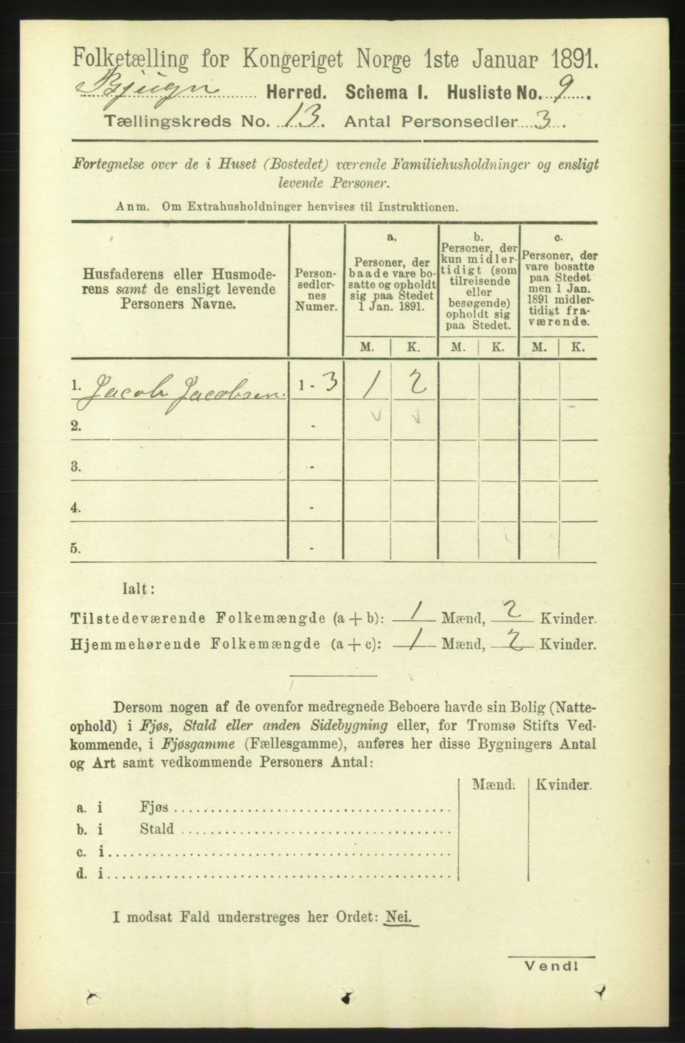 RA, 1891 census for 1627 Bjugn, 1891, p. 3739