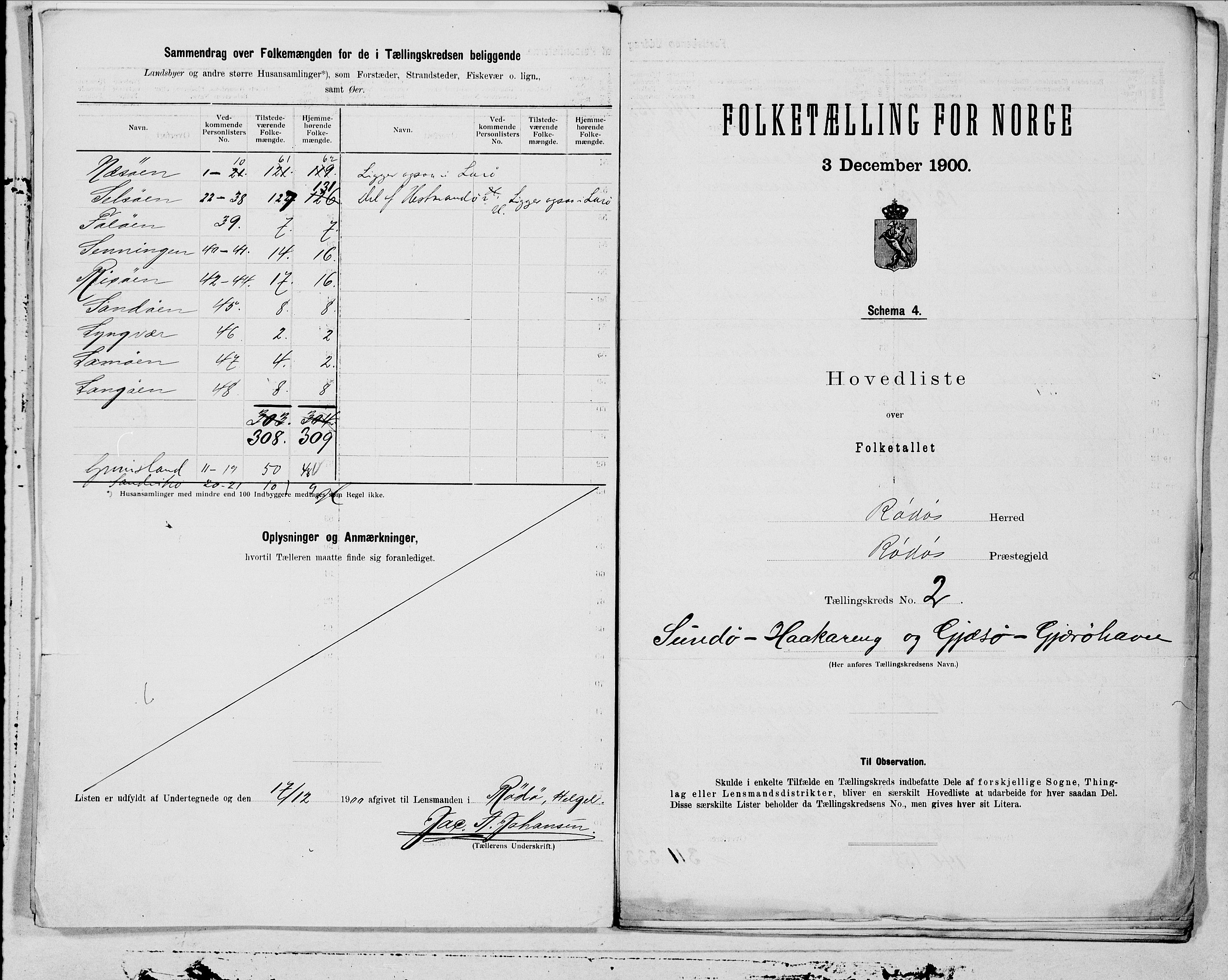 SAT, 1900 census for Rødøy, 1900, p. 4