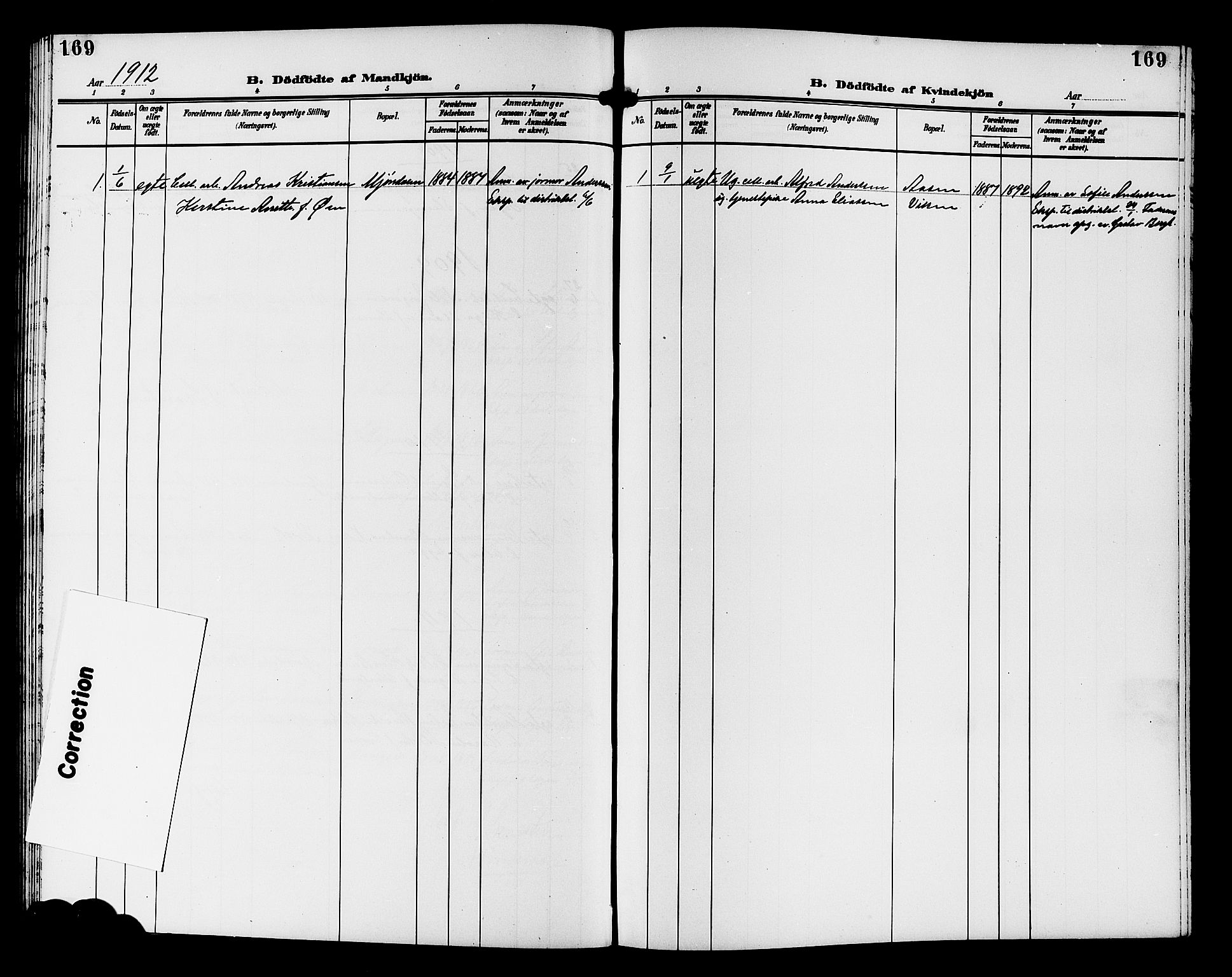 Nedre Eiker kirkebøker, SAKO/A-612/G/Ga/L0004: Parish register (copy) no. 4, 1905-1912, p. 169