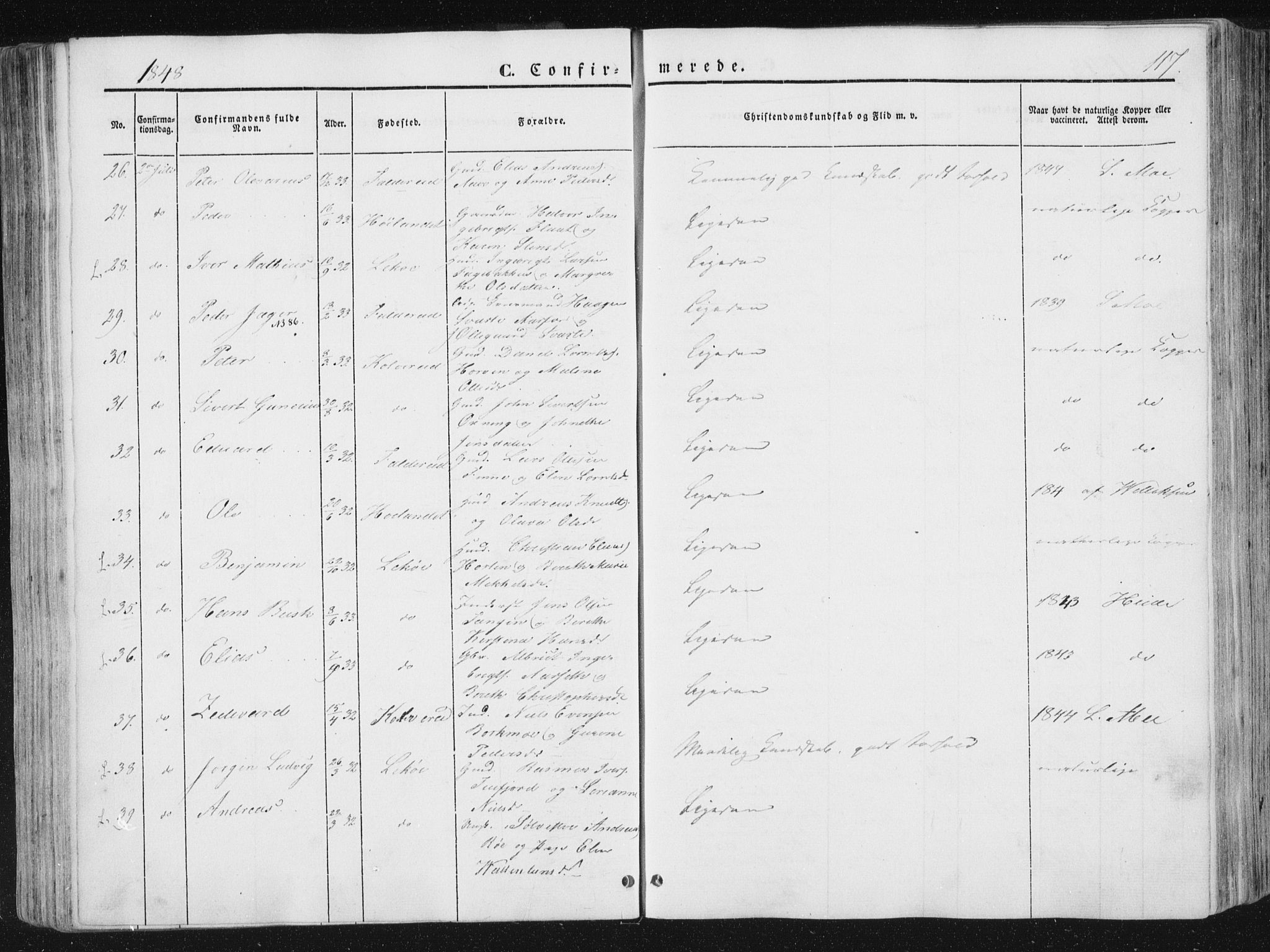 Ministerialprotokoller, klokkerbøker og fødselsregistre - Nord-Trøndelag, AV/SAT-A-1458/780/L0640: Parish register (official) no. 780A05, 1845-1856, p. 117