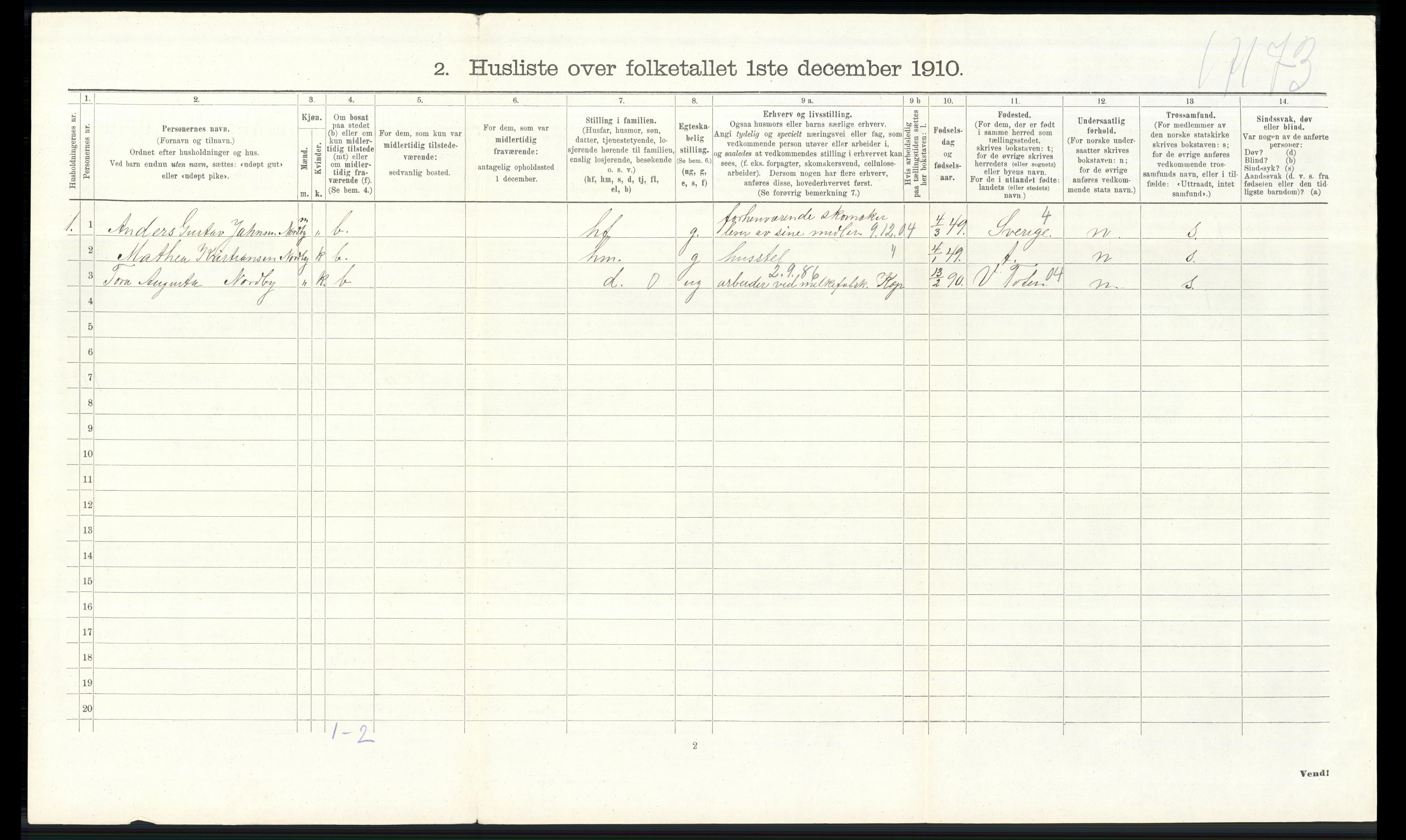 RA, 1910 census for Østre Toten, 1910, p. 2730