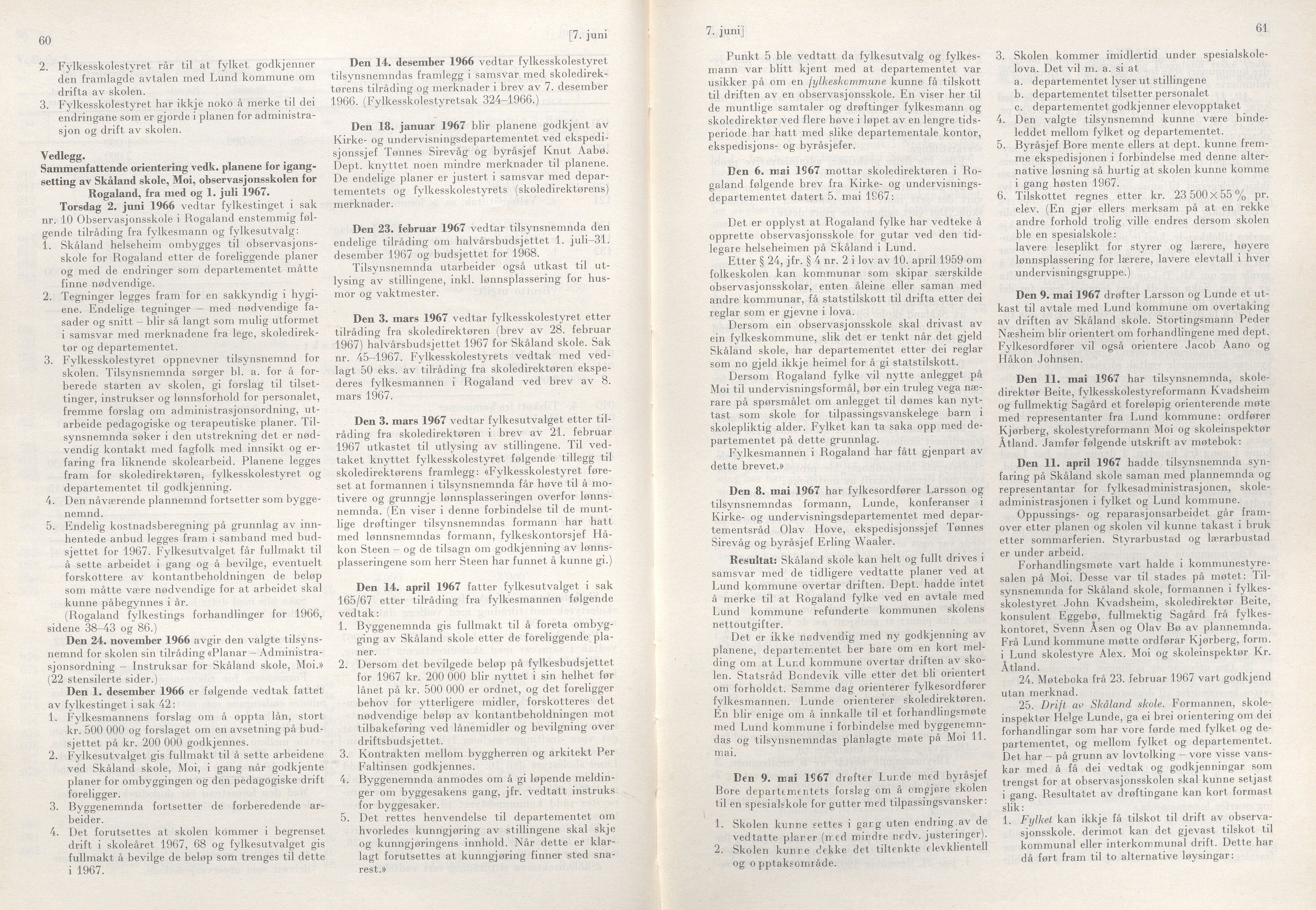 Rogaland fylkeskommune - Fylkesrådmannen , IKAR/A-900/A/Aa/Aaa/L0087: Møtebok , 1967, p. 60-61