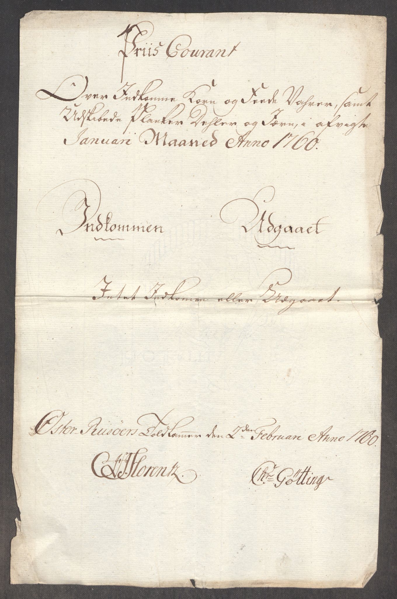 Rentekammeret inntil 1814, Realistisk ordnet avdeling, RA/EA-4070/Oe/L0006: [Ø1]: Priskuranter, 1758-1760, p. 837