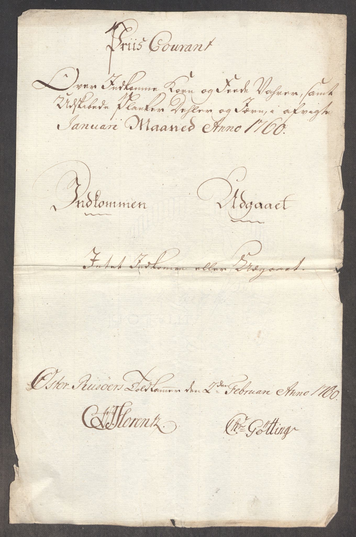 Rentekammeret inntil 1814, Realistisk ordnet avdeling, AV/RA-EA-4070/Oe/L0006: [Ø1]: Priskuranter, 1758-1760, p. 837