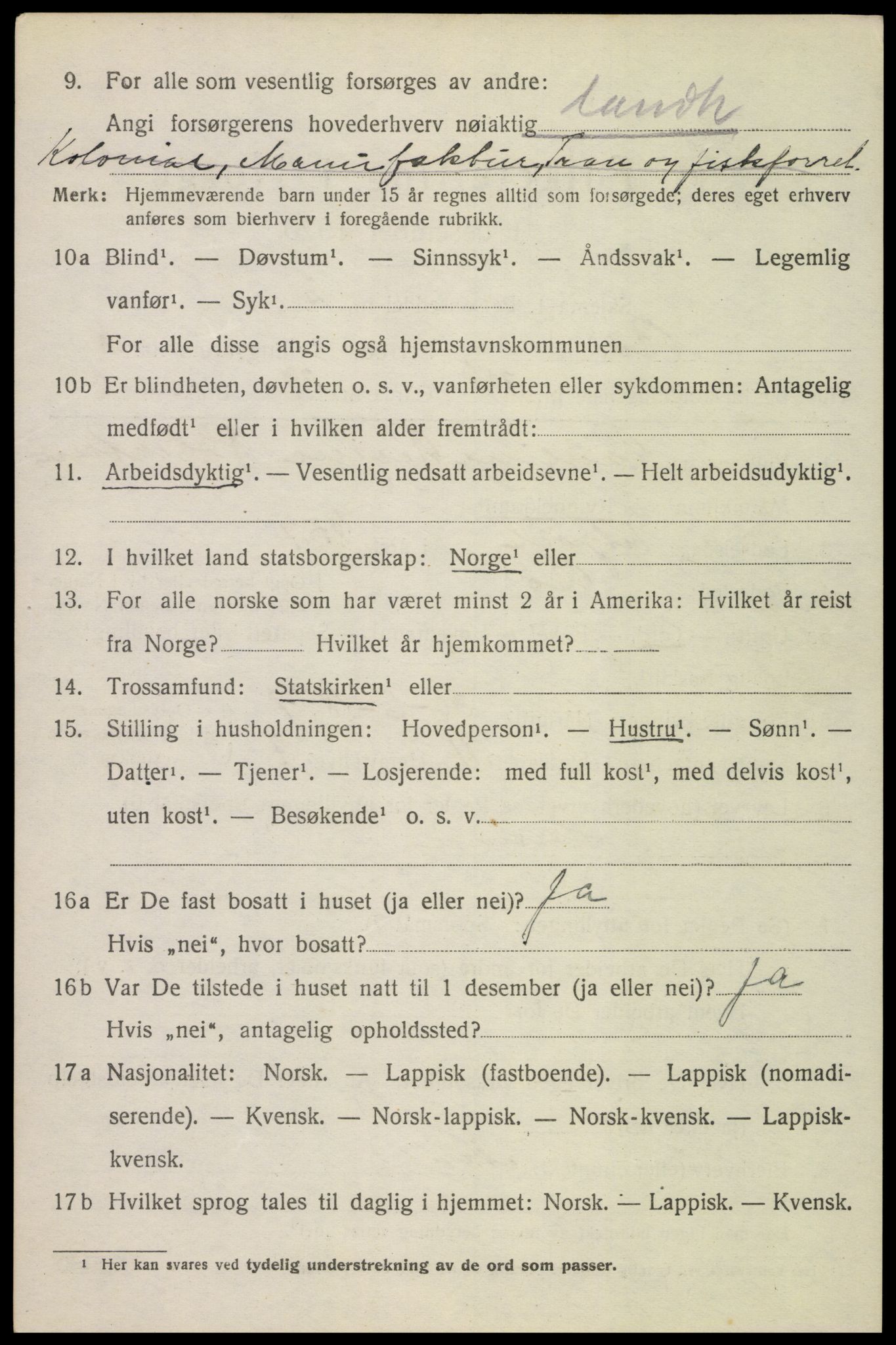 SAT, 1920 census for Bø, 1920, p. 7269