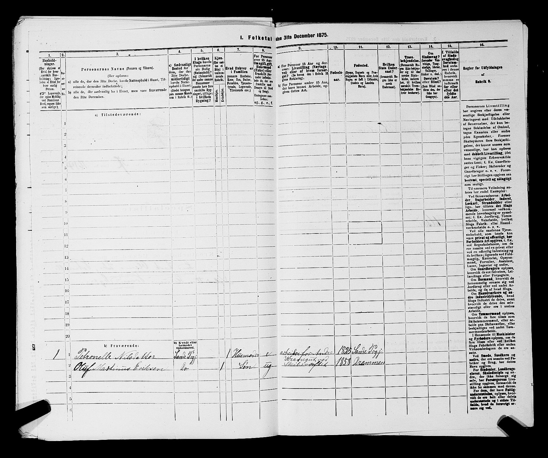 SAKO, 1875 census for 0602 Drammen, 1875, p. 3221