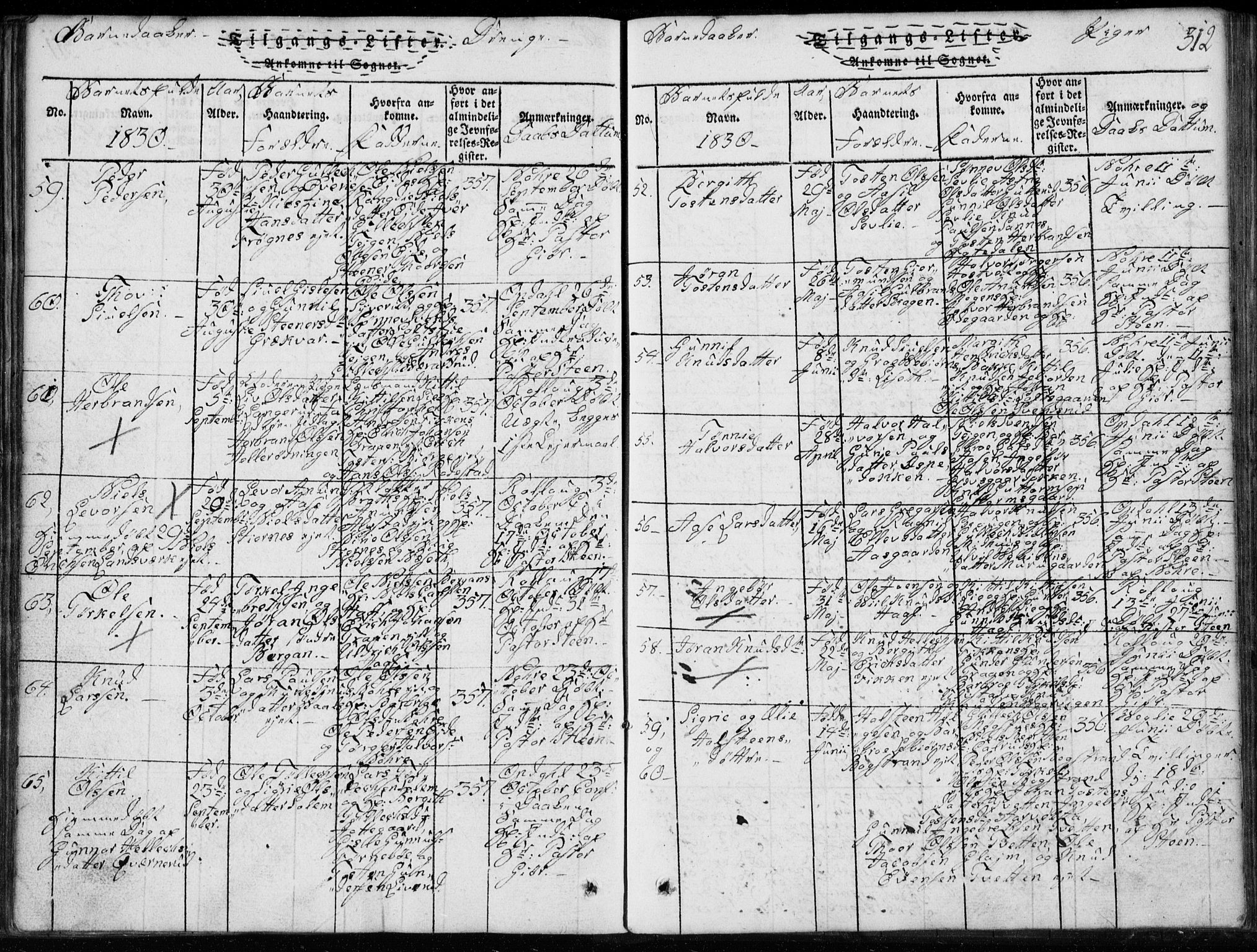 Rollag kirkebøker, AV/SAKO-A-240/G/Ga/L0001: Parish register (copy) no. I 1, 1814-1831, p. 312