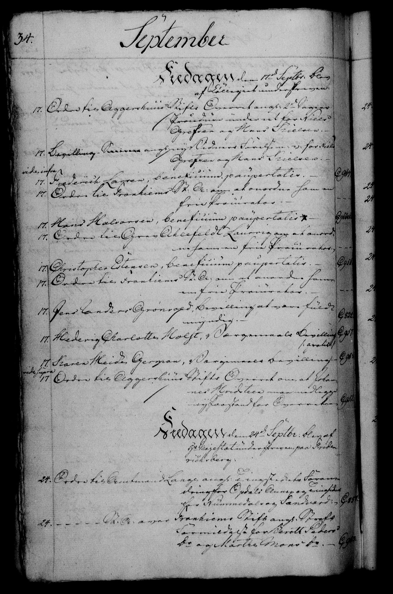 Danske Kanselli 1800-1814, RA/EA-3024/H/Hf/Hfb/Hfbc/L0003: Underskrivelsesbok m. register, 1802, p. 34