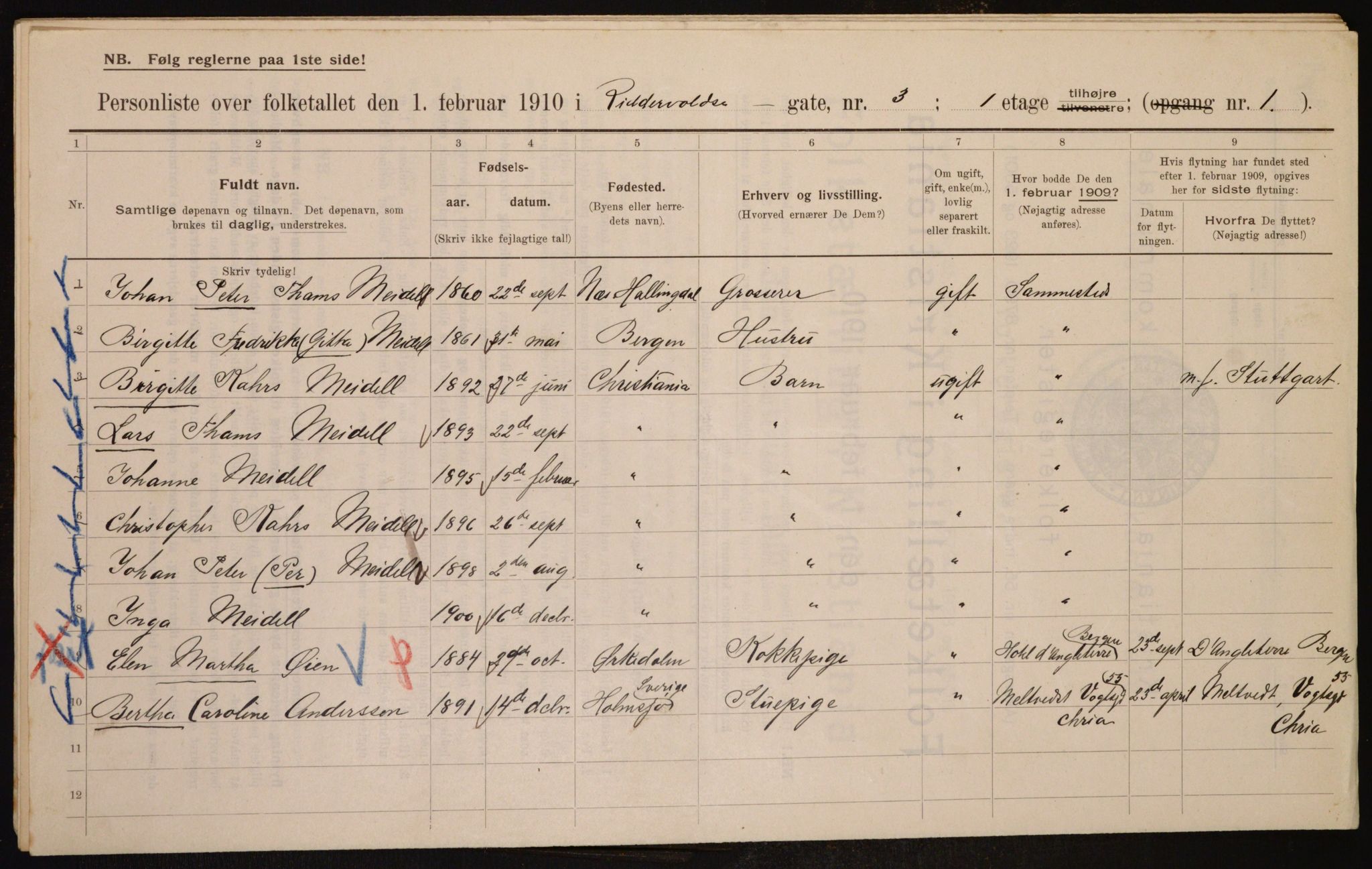 OBA, Municipal Census 1910 for Kristiania, 1910, p. 79380