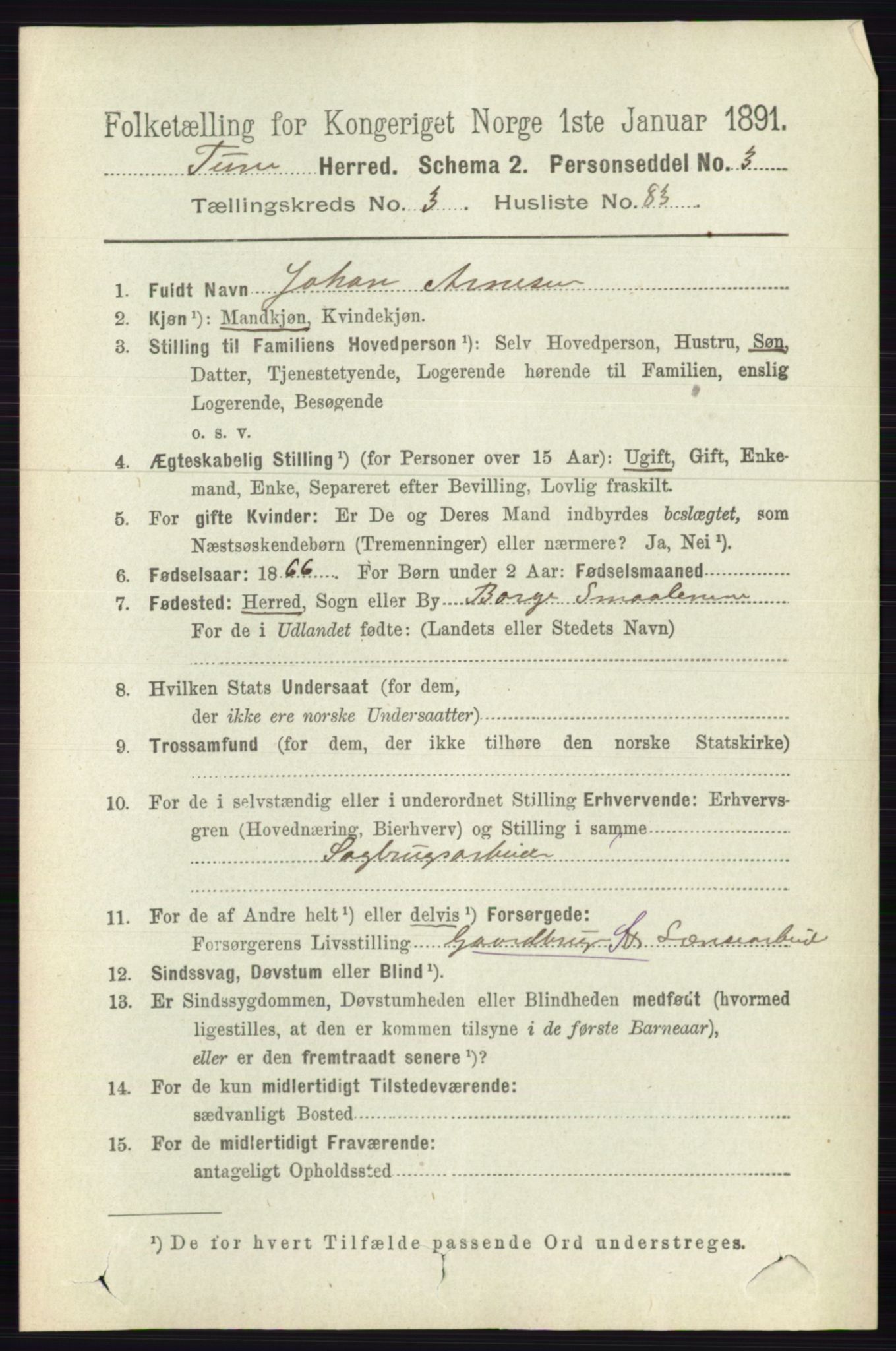 RA, 1891 census for 0130 Tune, 1891, p. 2029