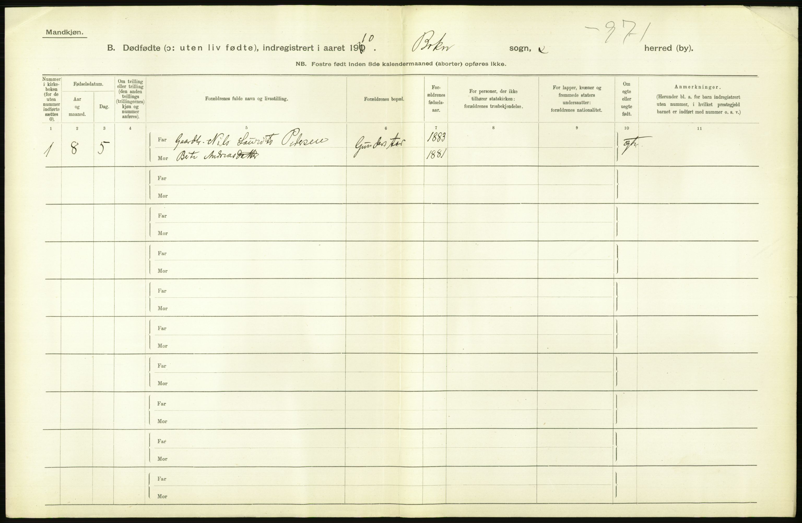 Statistisk sentralbyrå, Sosiodemografiske emner, Befolkning, RA/S-2228/D/Df/Dfa/Dfah/L0024: Stavanger amt: Døde, dødfødte. Bygder og byer., 1910, p. 580