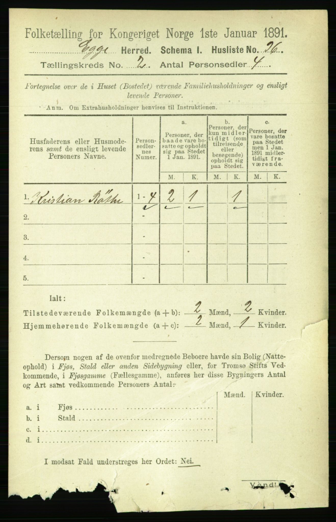 RA, 1891 census for 1733 Egge, 1891, p. 375