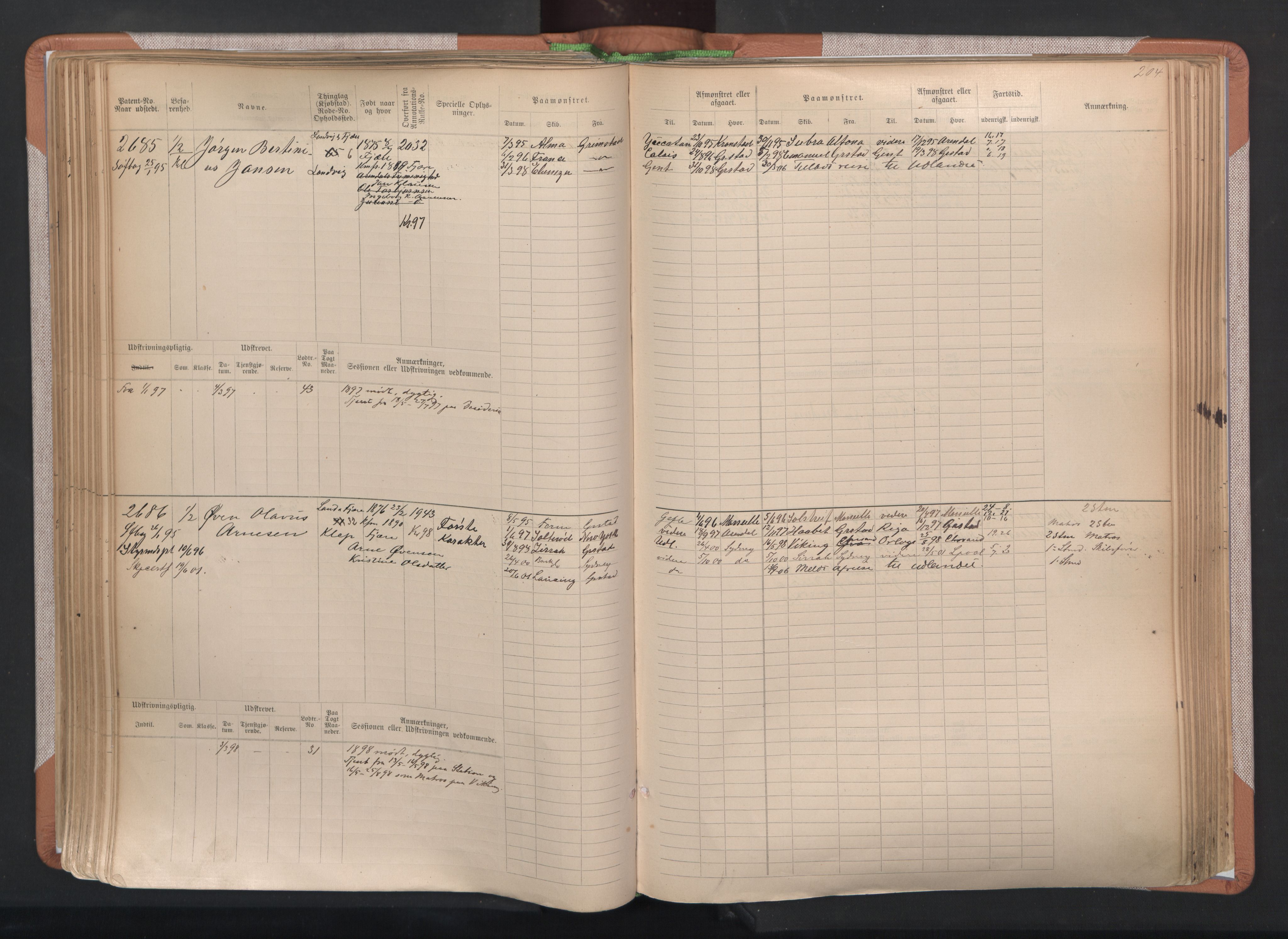 Grimstad mønstringskrets, AV/SAK-2031-0013/F/Fb/L0004: Hovedrulle A nr 2277-3042, F-7, 1889-1940, p. 212