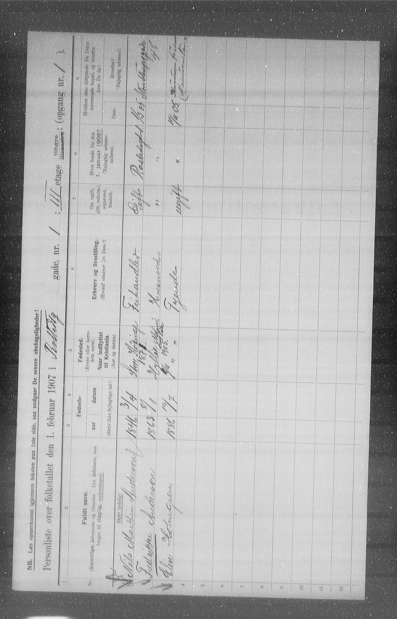 OBA, Municipal Census 1907 for Kristiania, 1907, p. 42944