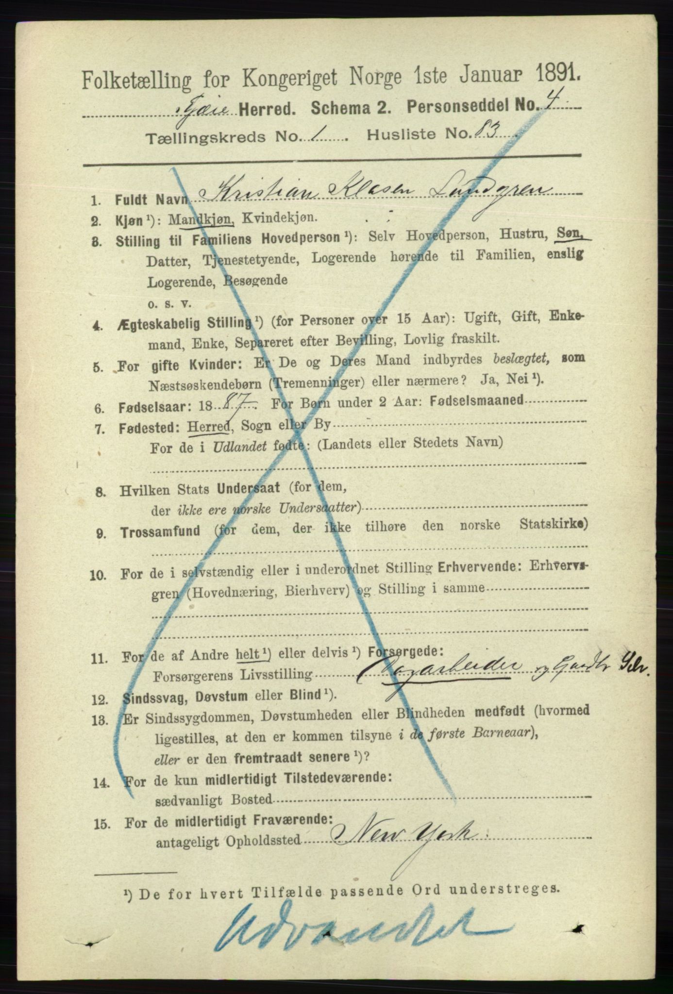 RA, 1891 census for 0923 Fjære, 1891, p. 632