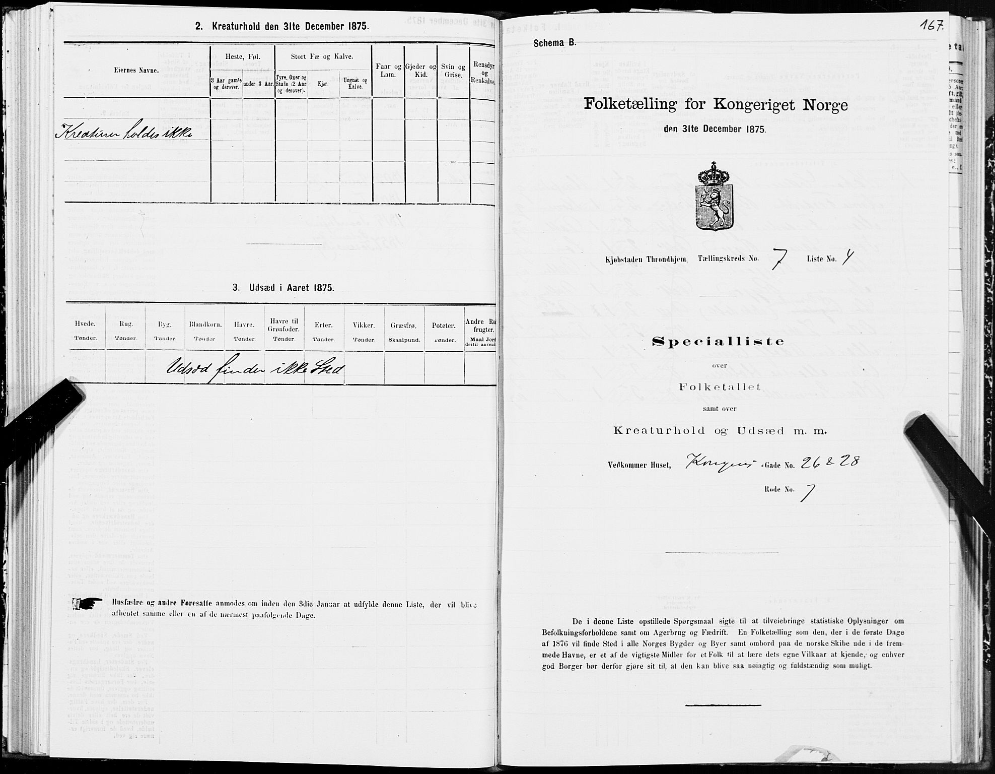 SAT, 1875 census for 1601 Trondheim, 1875, p. 4167