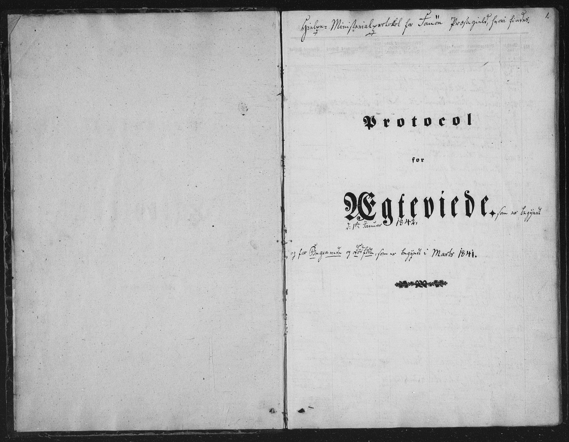 Fana Sokneprestembete, SAB/A-75101/H/Haa/Haaa/L0010: Parish register (official) no. A 10, 1841-1851, p. 1