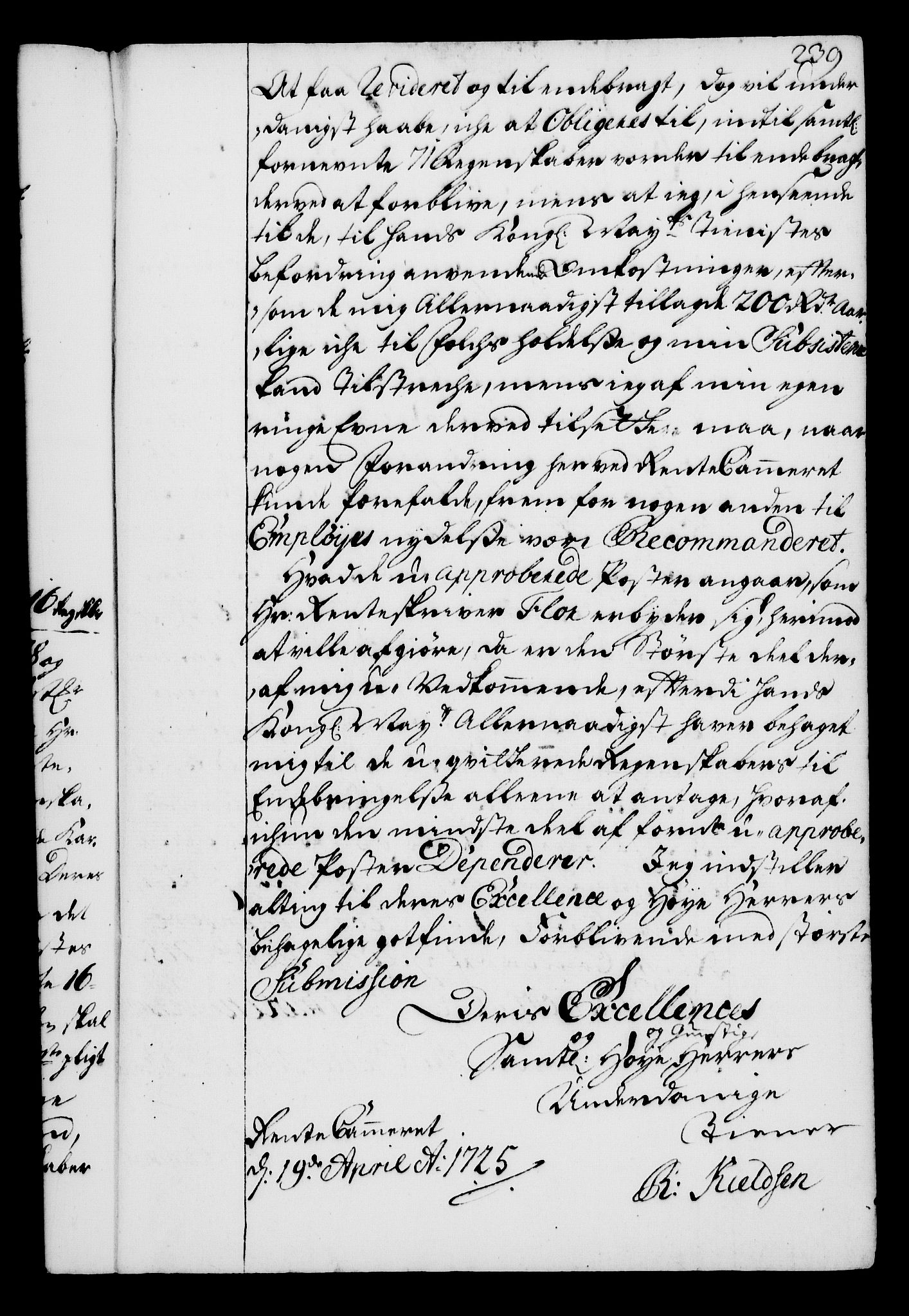 Rentekammeret, Kammerkanselliet, RA/EA-3111/G/Gg/Gga/L0002: Norsk ekspedisjonsprotokoll med register (merket RK 53.2), 1723-1727, p. 239