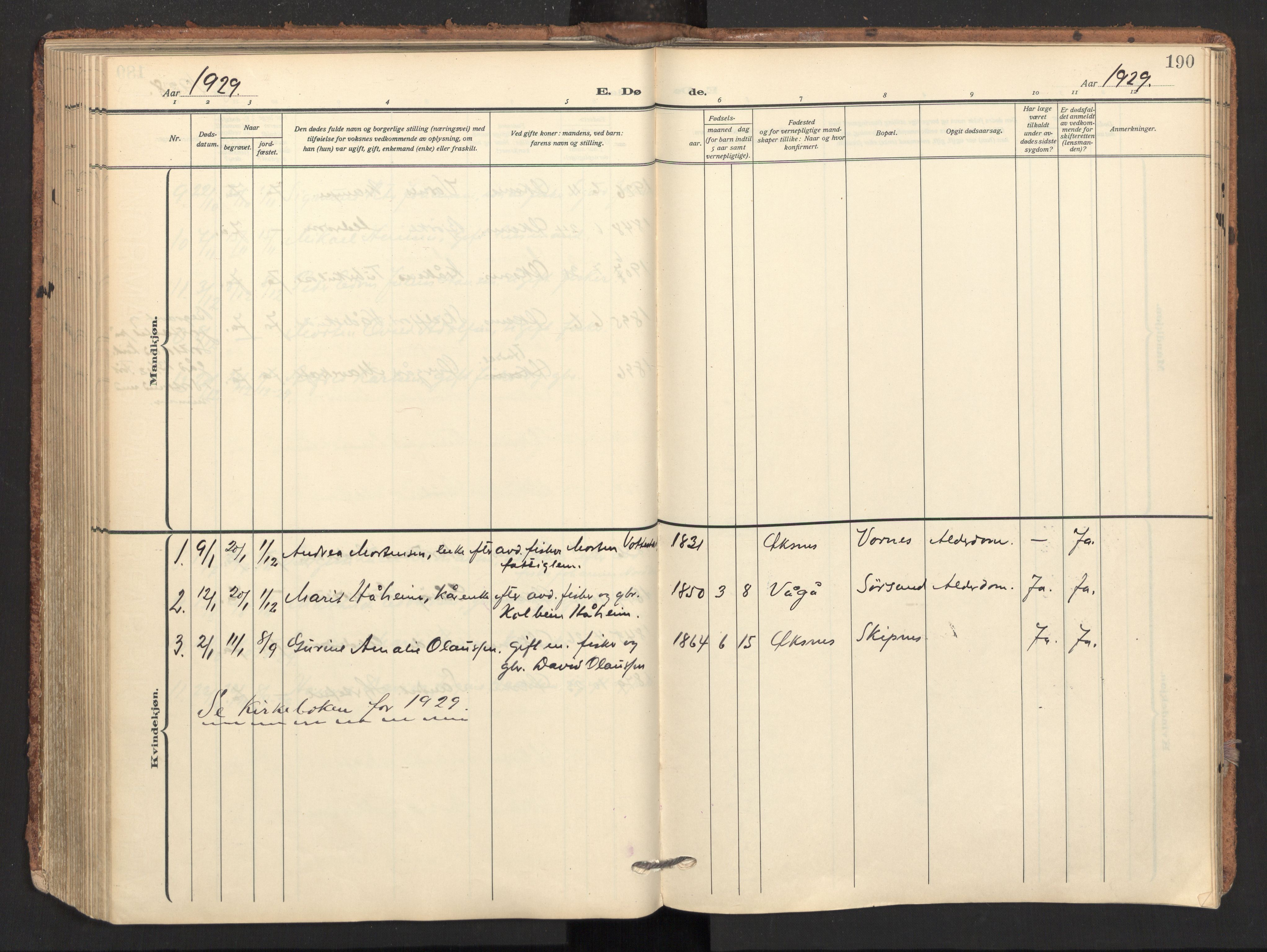 Ministerialprotokoller, klokkerbøker og fødselsregistre - Nordland, AV/SAT-A-1459/893/L1343: Parish register (official) no. 893A15, 1914-1928, p. 190