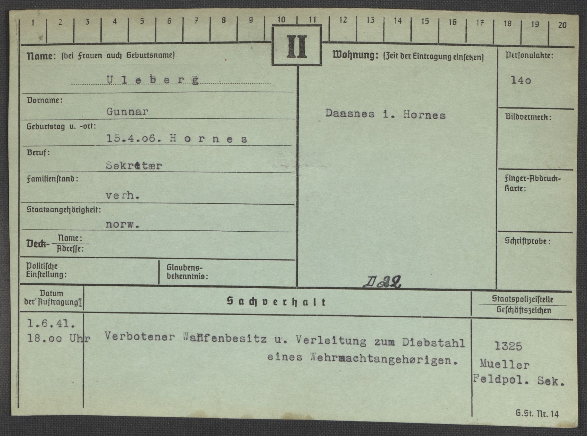 Befehlshaber der Sicherheitspolizei und des SD, RA/RAFA-5969/E/Ea/Eaa/L0010: Register over norske fanger i Møllergata 19: Sø-Å, 1940-1945, p. 630