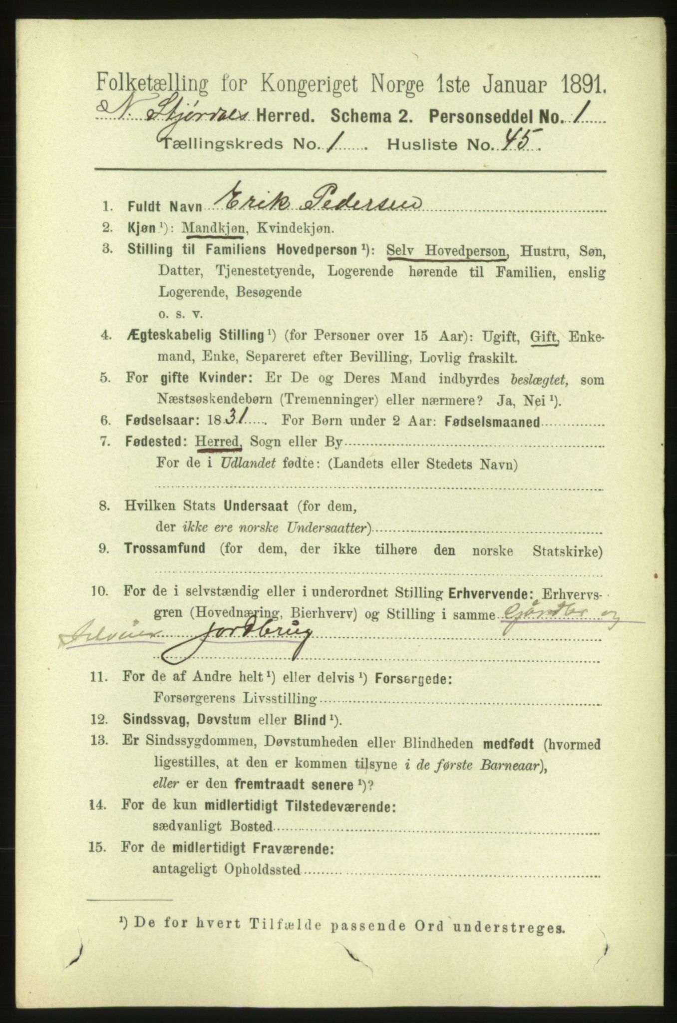 RA, 1891 census for 1714 Nedre Stjørdal, 1891, p. 383