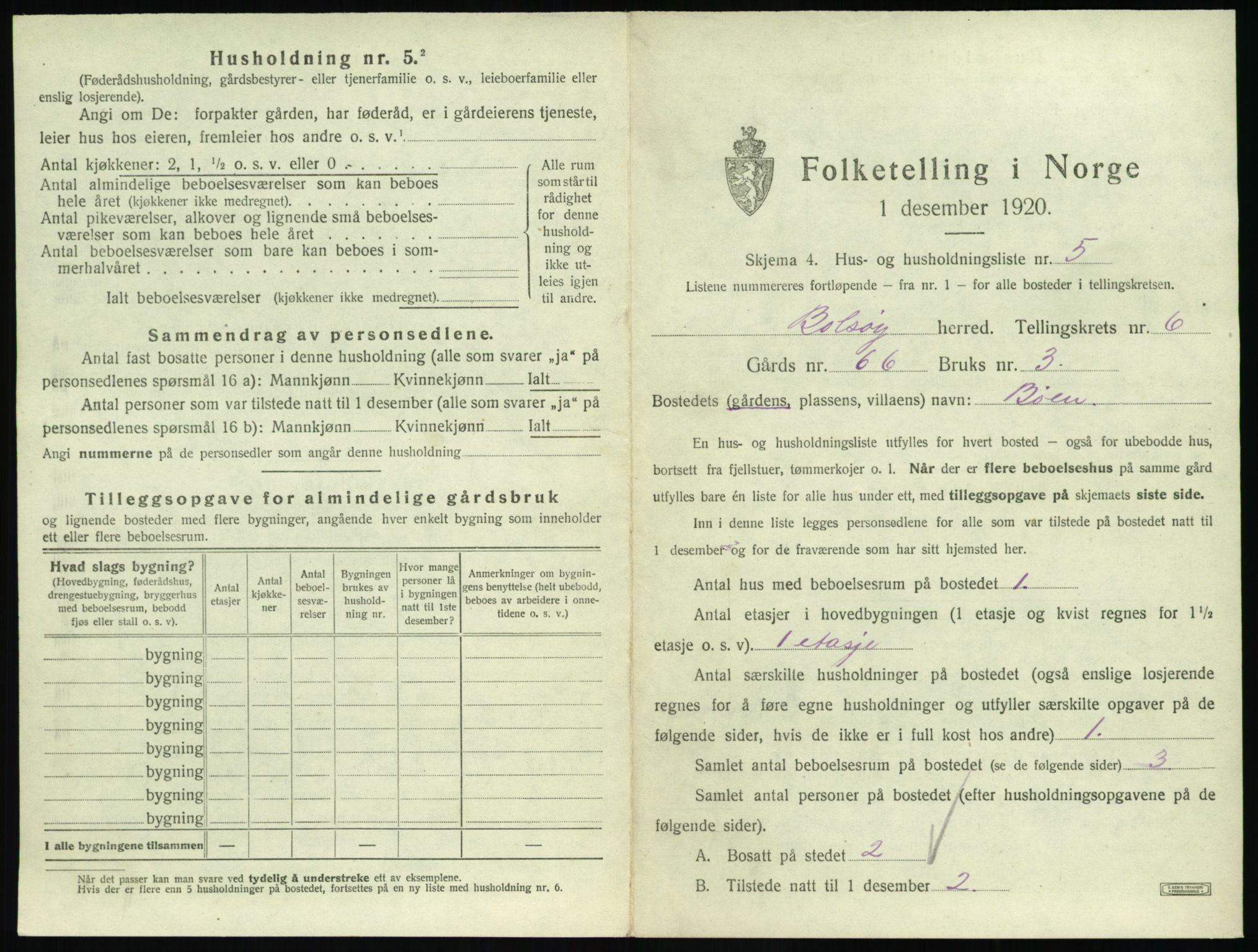 SAT, 1920 census for Bolsøy, 1920, p. 1051