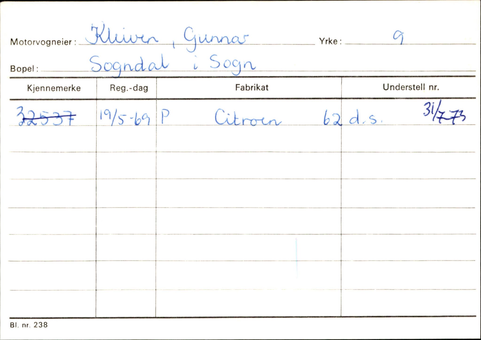 Statens vegvesen, Sogn og Fjordane vegkontor, SAB/A-5301/4/F/L0124: Eigarregister Sogndal A-U, 1945-1975, p. 1244