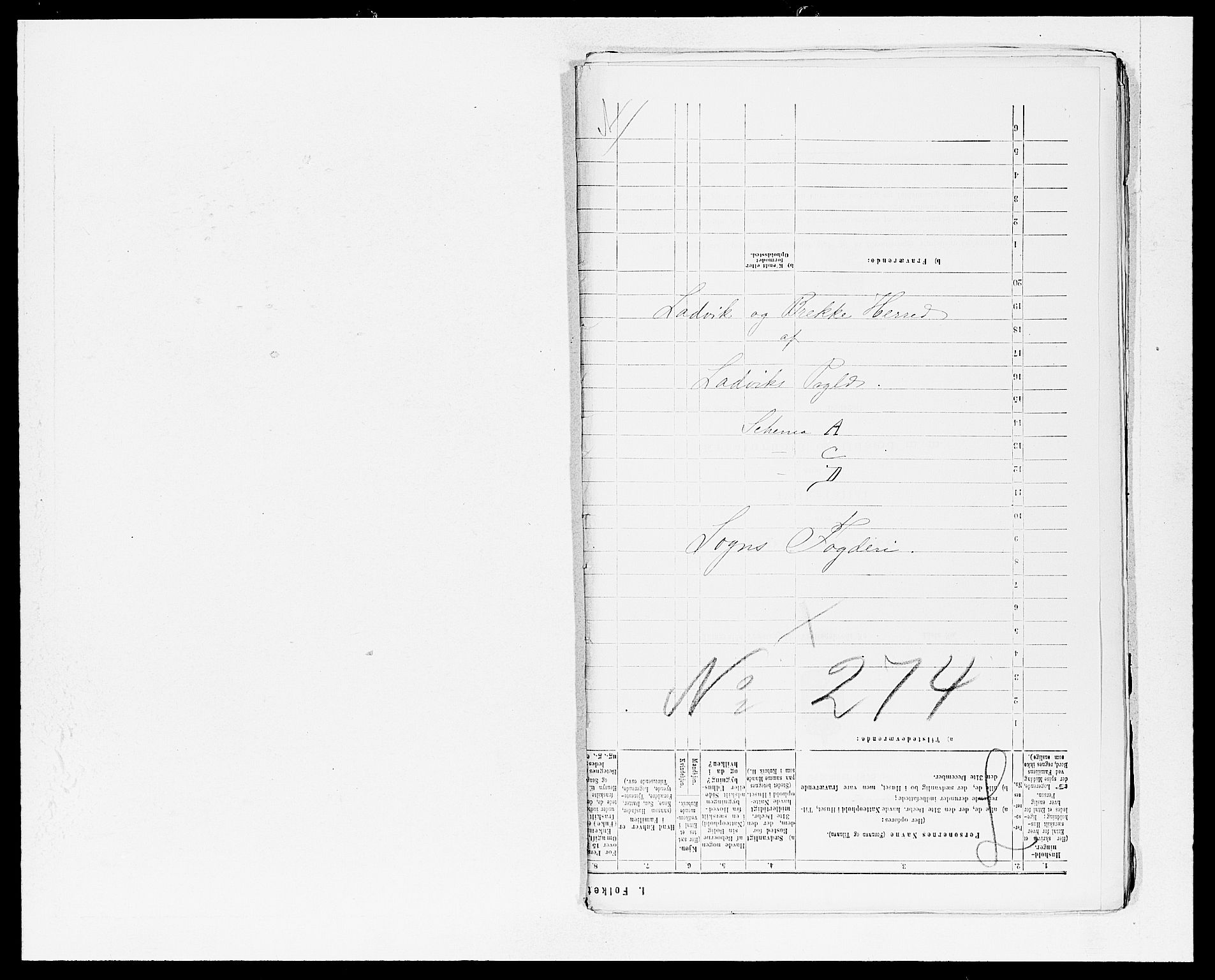 SAB, 1875 census for 1415P Lavik, 1875, p. 1