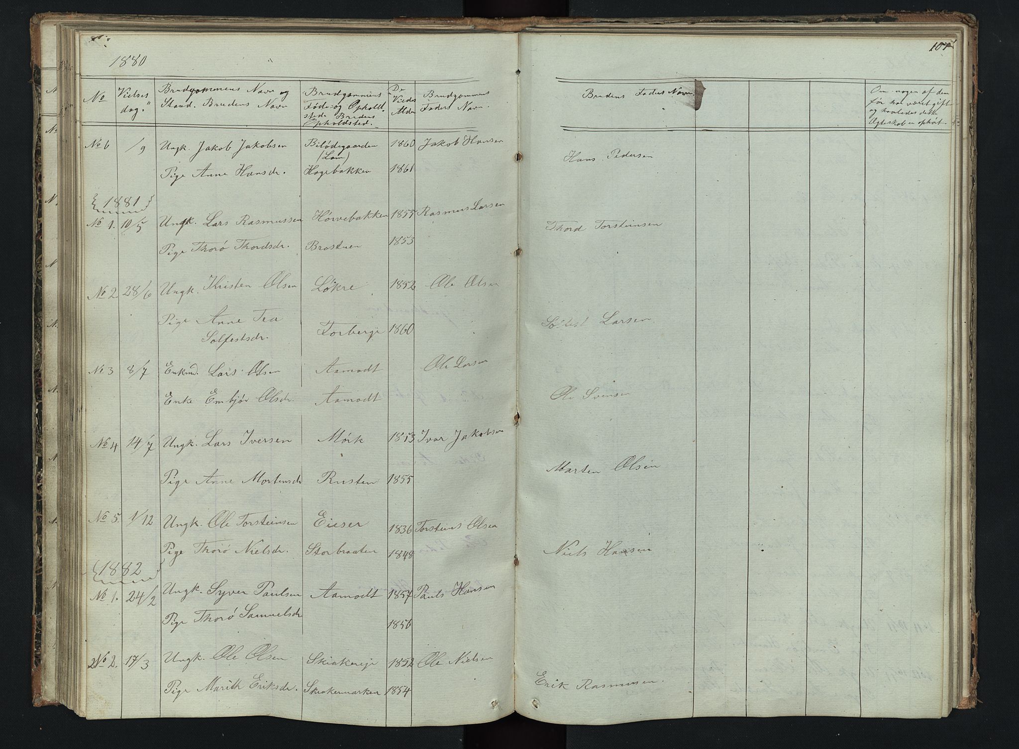 Skjåk prestekontor, SAH/PREST-072/H/Ha/Hab/L0002: Parish register (copy) no. 2, 1867-1894, p. 107