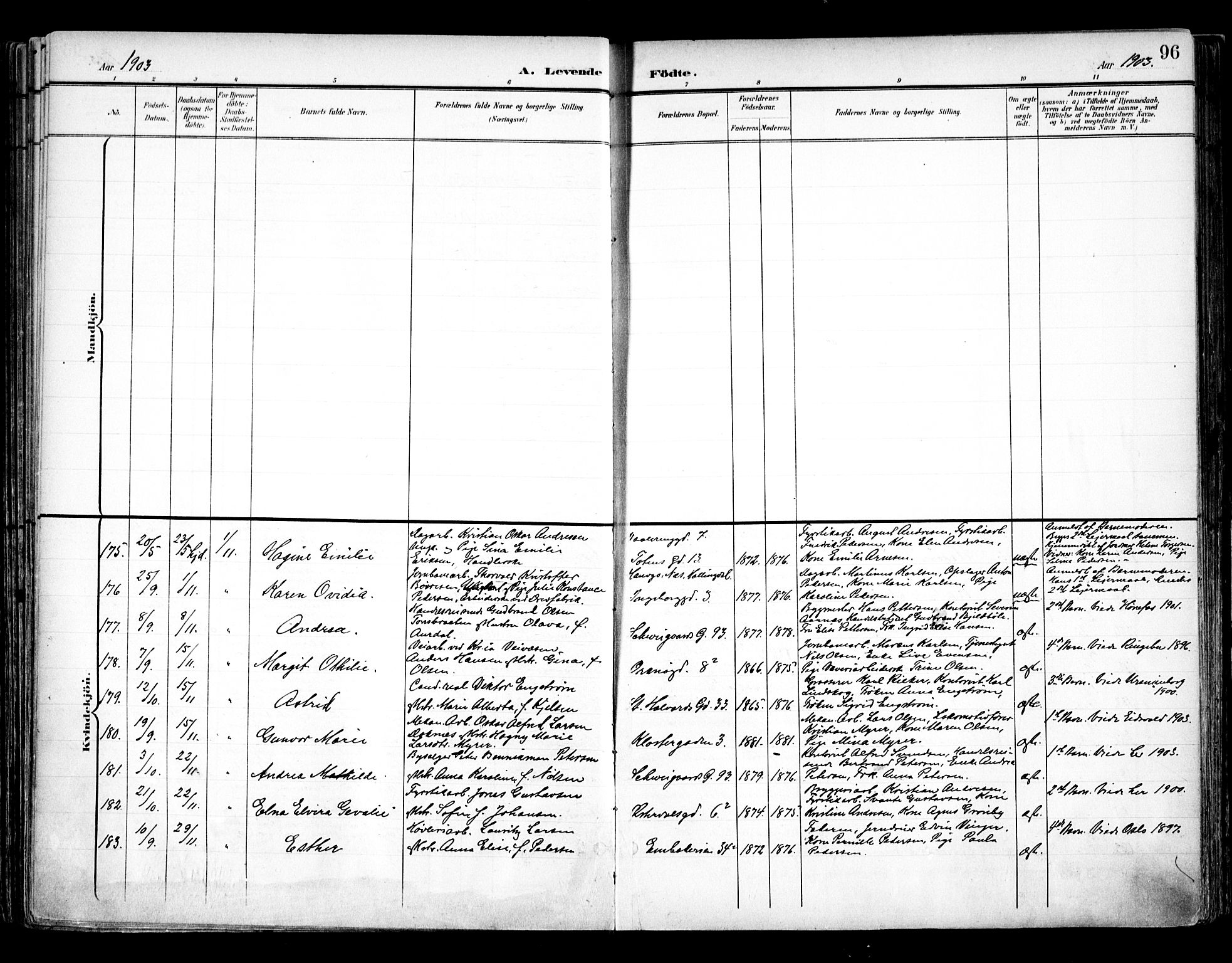 Vålerengen prestekontor Kirkebøker, AV/SAO-A-10878/F/Fa/L0001: Parish register (official) no. 1, 1899-1915, p. 96