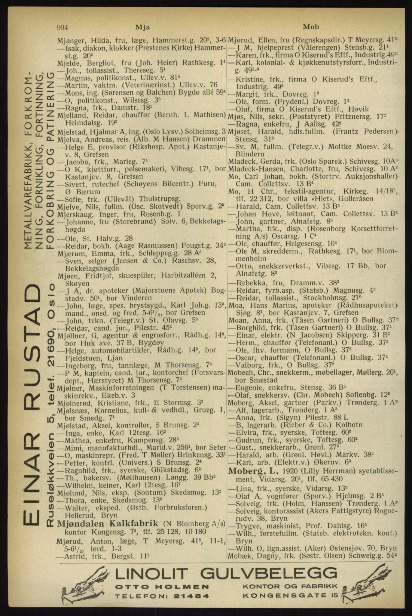 Kristiania/Oslo adressebok, PUBL/-, 1933, p. 904