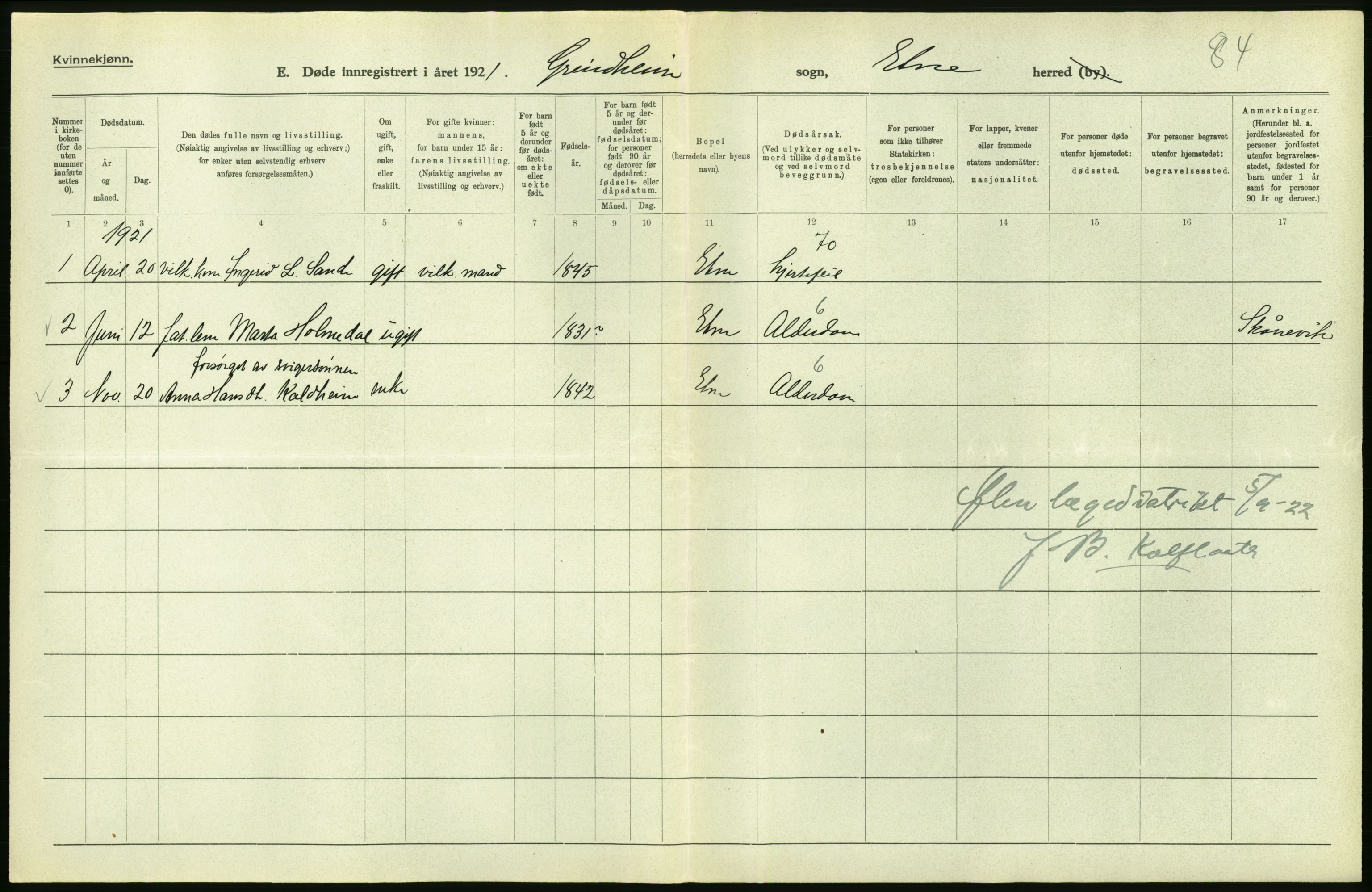 Statistisk sentralbyrå, Sosiodemografiske emner, Befolkning, AV/RA-S-2228/D/Df/Dfc/Dfca/L0033: Hordaland fylke: Døde. Bygder., 1921, p. 26