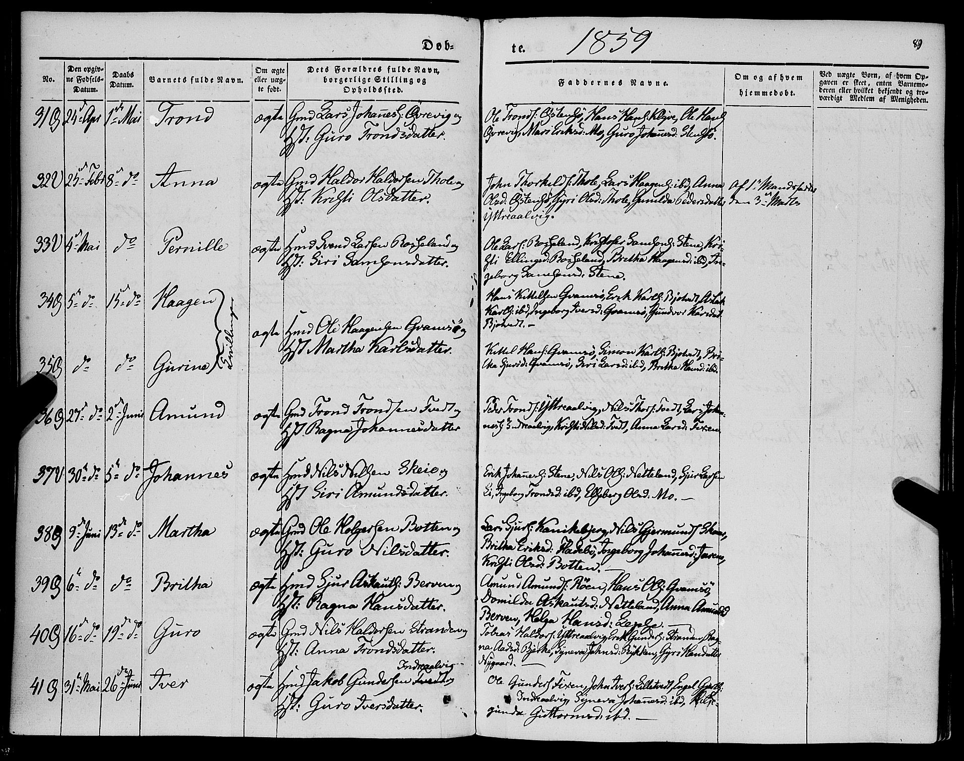 Kvam sokneprestembete, SAB/A-76201/H/Haa: Parish register (official) no. A 8, 1844-1863, p. 89