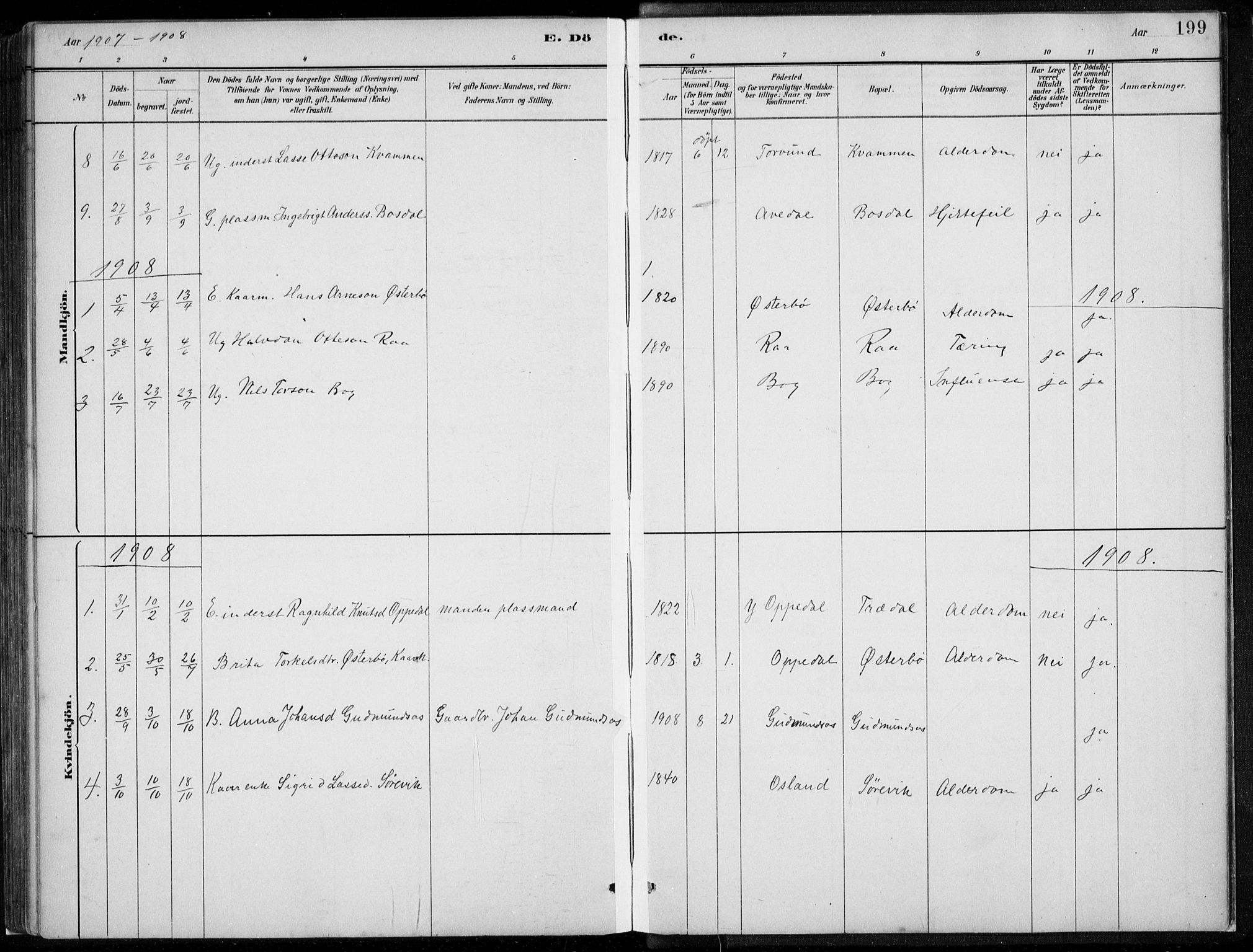 Lavik sokneprestembete, SAB/A-80901: Parish register (copy) no. A 2, 1882-1910, p. 199