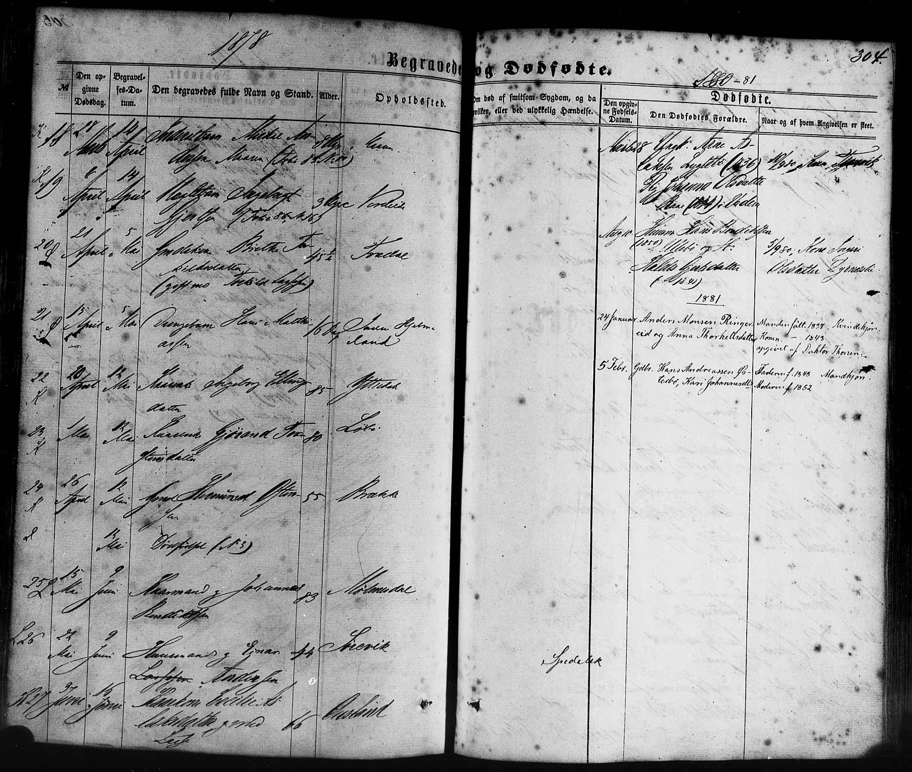 Lavik sokneprestembete, SAB/A-80901: Parish register (official) no. A 4, 1864-1881, p. 304