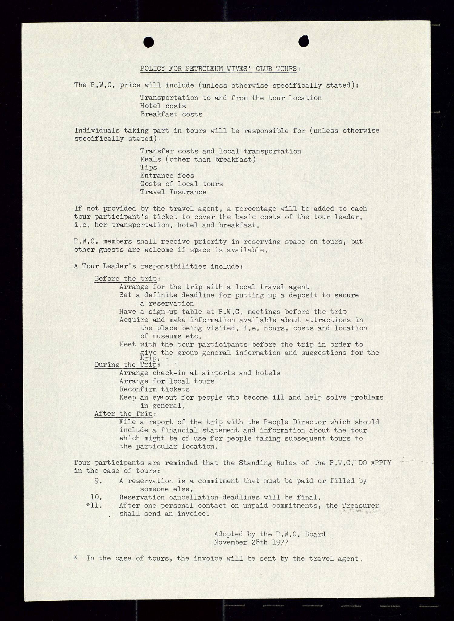 PA 1547 - Petroleum Wives Club, AV/SAST-A-101974/A/Aa/L0001: Board and General Meeting, 1970-1983