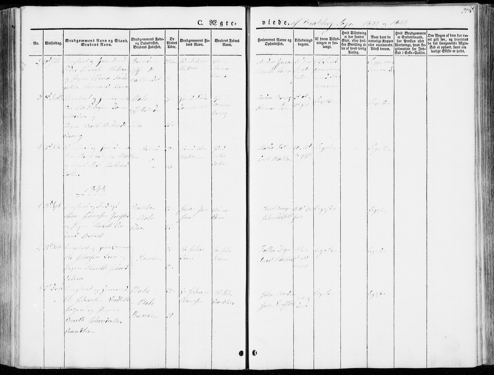 Ministerialprotokoller, klokkerbøker og fødselsregistre - Sør-Trøndelag, AV/SAT-A-1456/606/L0290: Parish register (official) no. 606A05, 1841-1847, p. 278