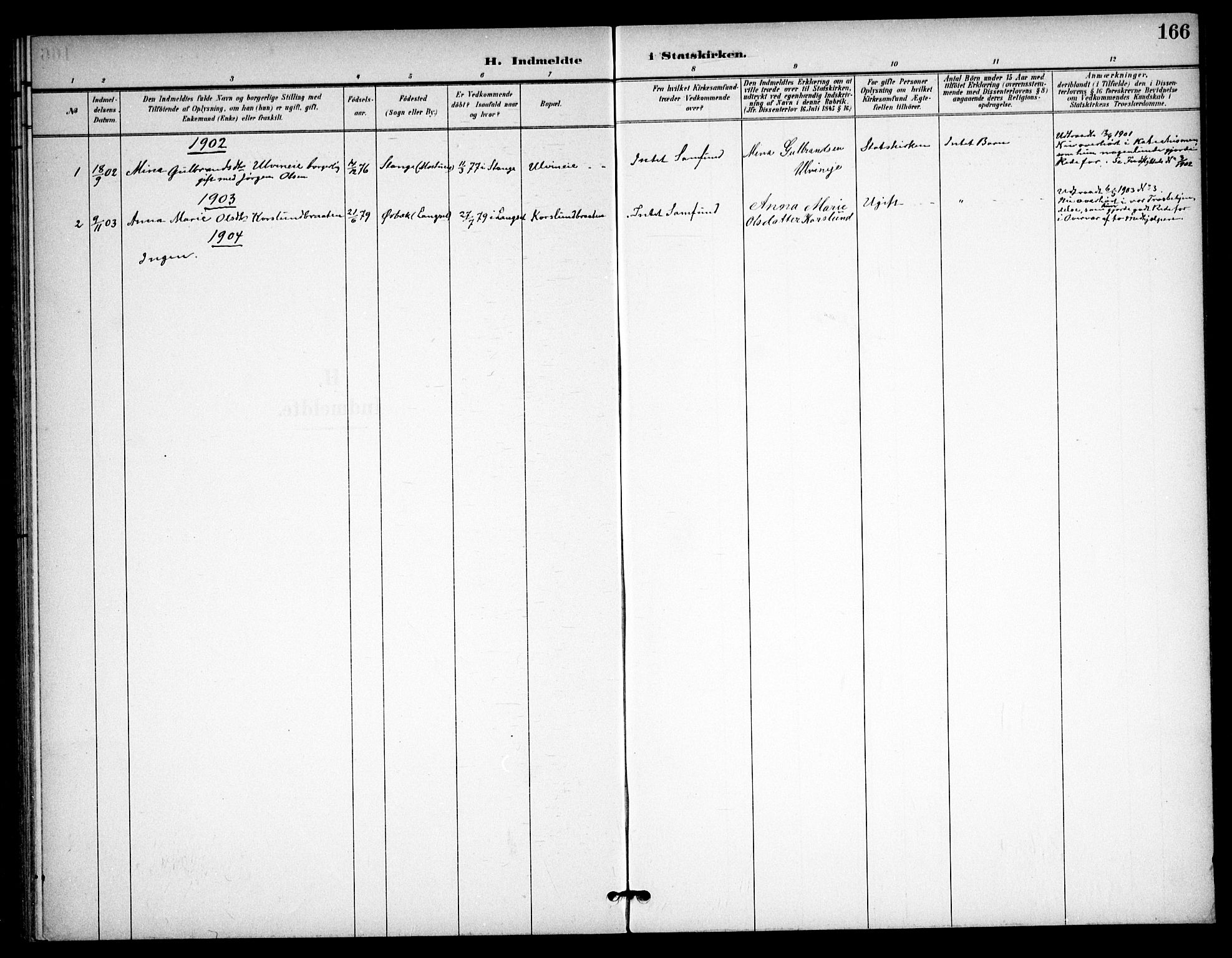 Eidsvoll prestekontor Kirkebøker, SAO/A-10888/F/Fb/L0002: Parish register (official) no. II 2, 1897-1907, p. 166