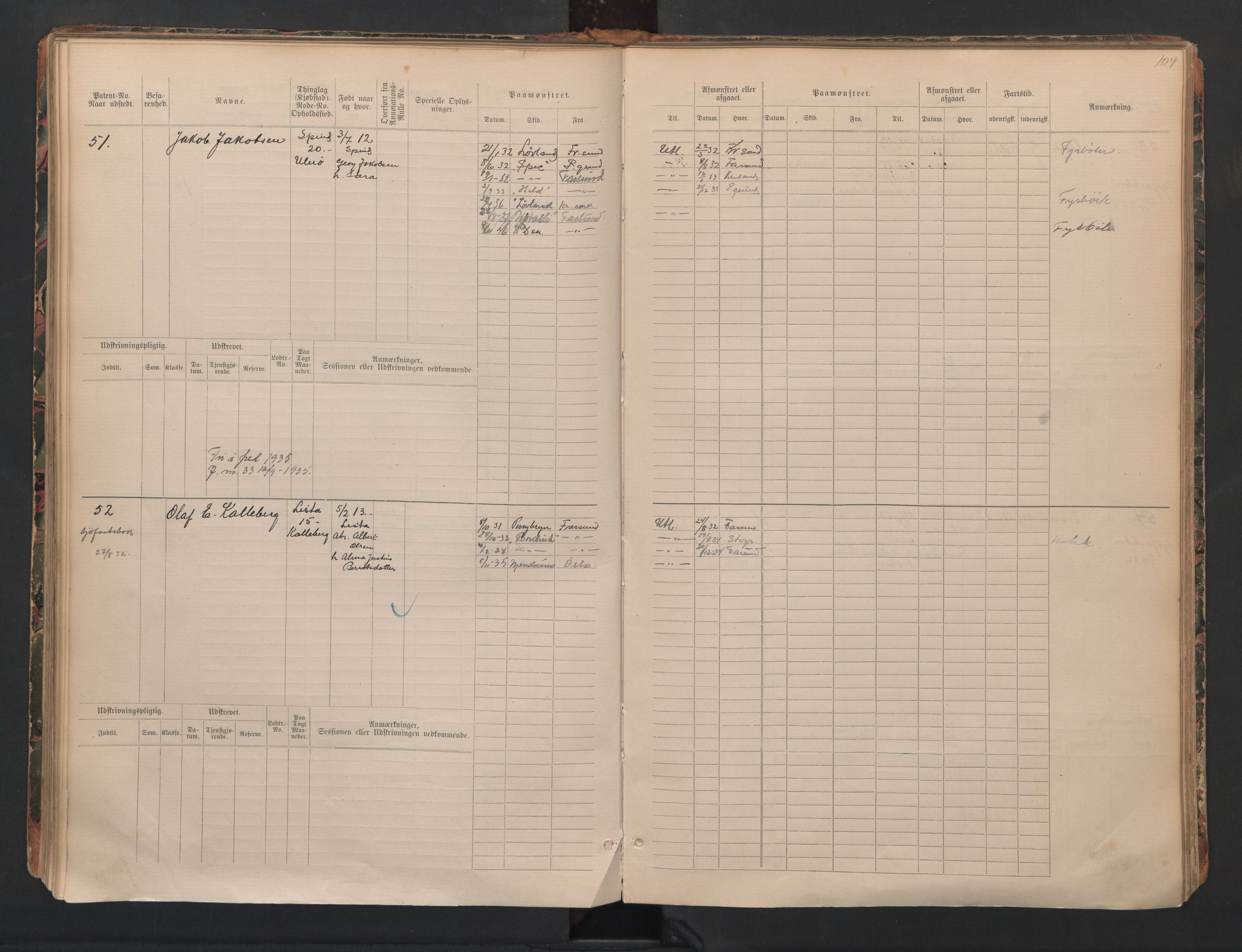Farsund mønstringskrets, SAK/2031-0017/F/Fb/L0024: Hovedrulle B nr 1-192 med register, annotasjonsrulle B nr 1-2, Z-16, 1884-1945, p. 59