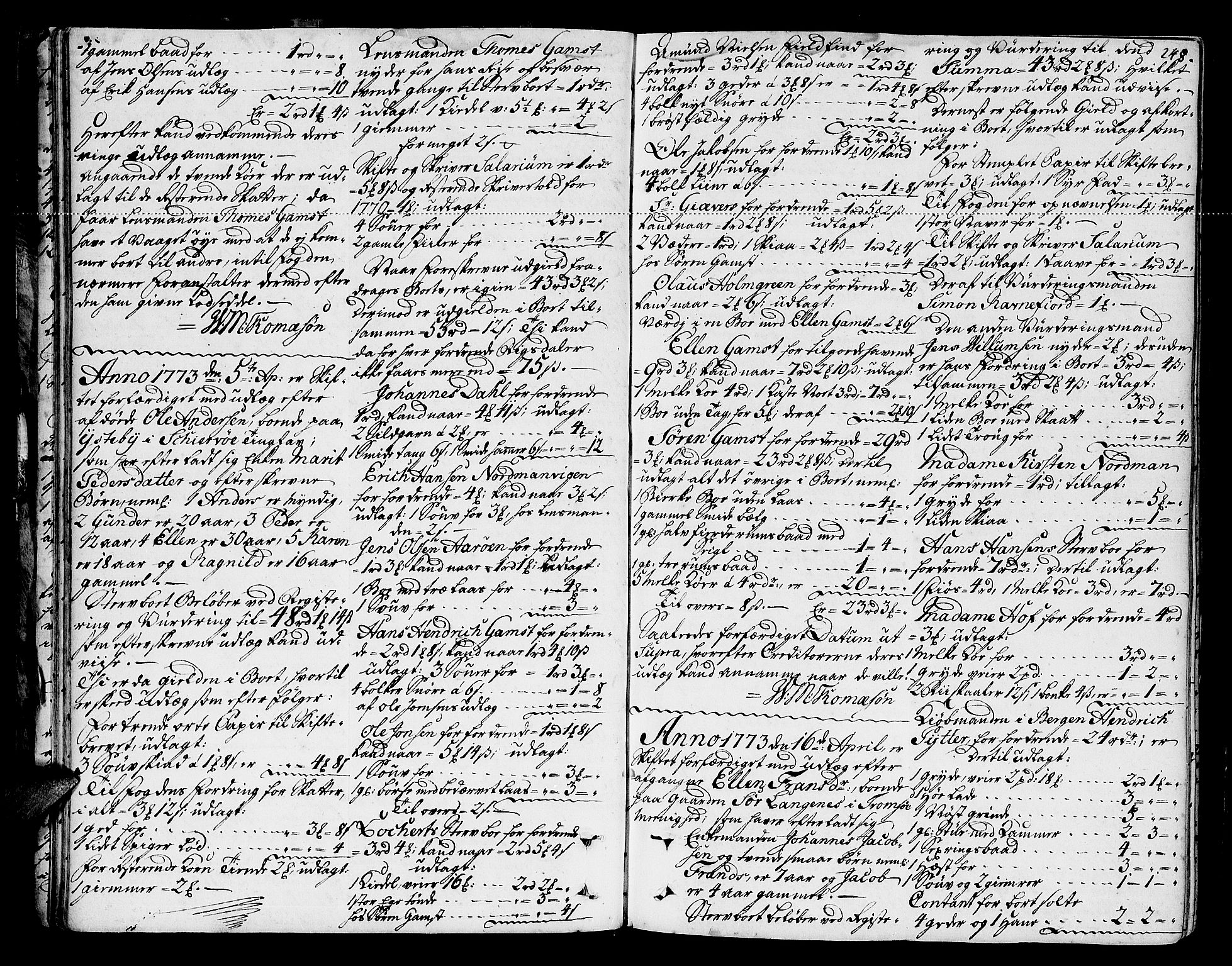 Senja og Tromsø sorenskriveri , AV/SATØ-SATØ-31/H/Hb/L0139: Skifteutlodningsprotokoller, 1752-1778, p. 247b-248a