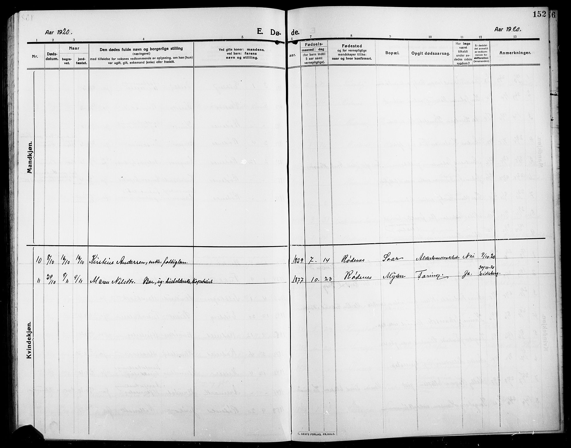 Rødenes prestekontor Kirkebøker, SAO/A-2005/G/Ga/L0003: Parish register (copy) no. I 3, 1911-1926, p. 152